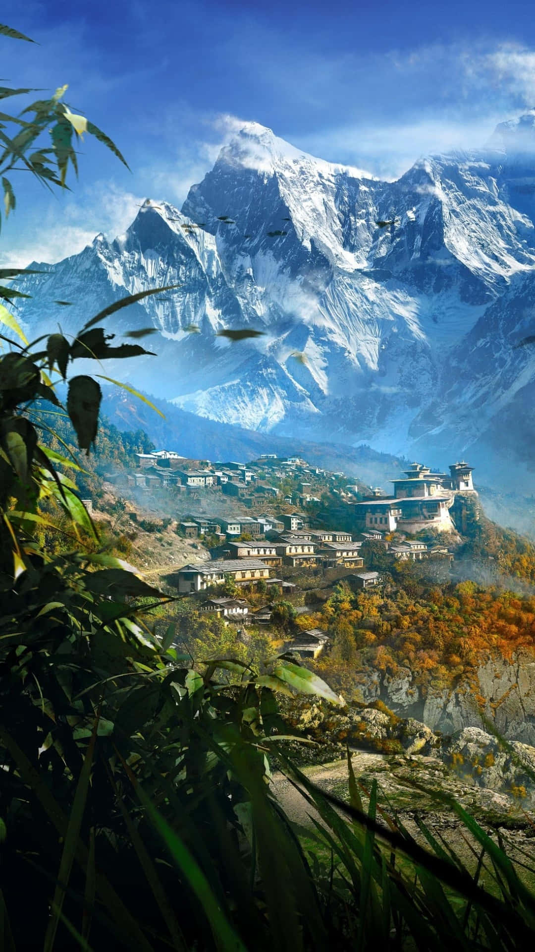 Far Cry 4, mountain village, autumn foliage, Full HD Phone Wallpaper