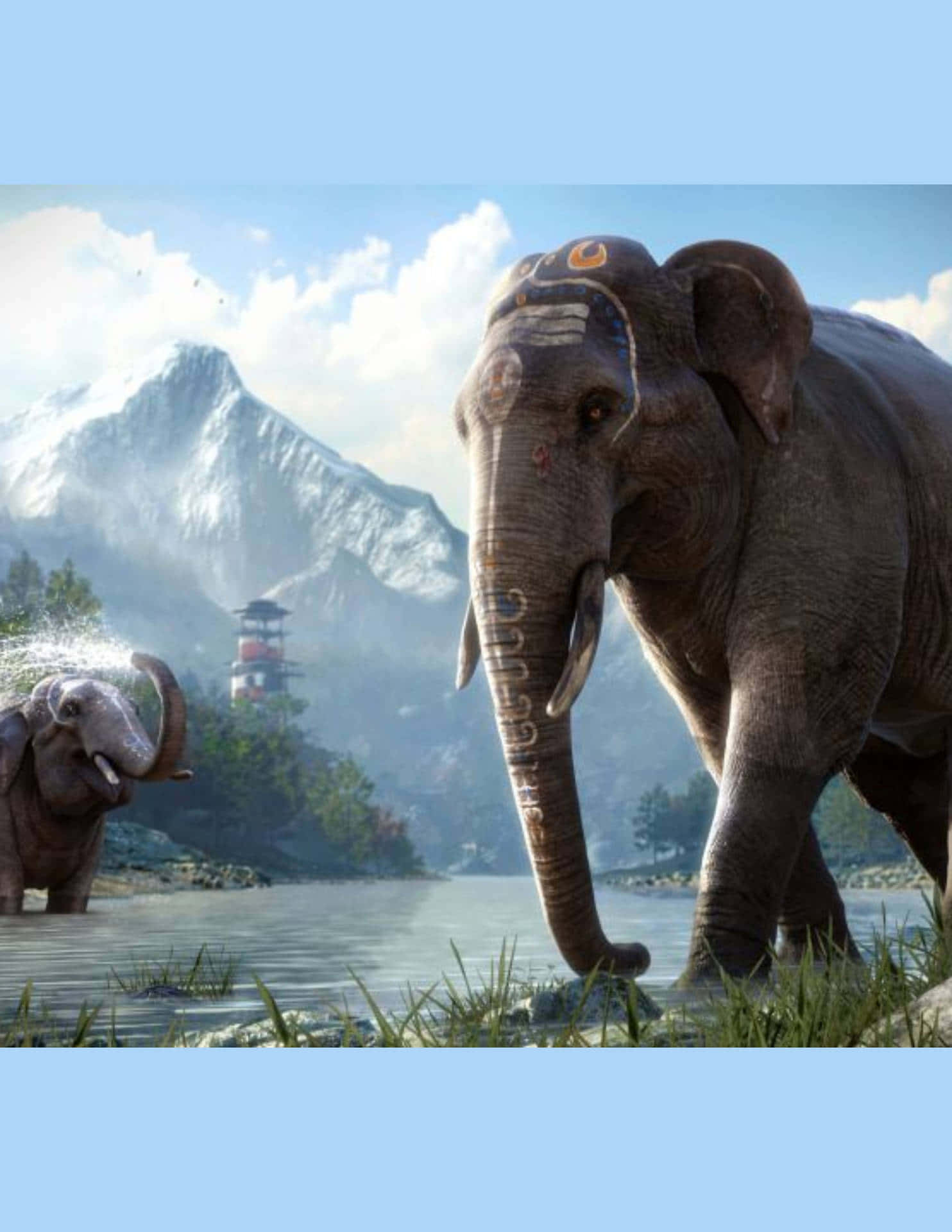 Far Cry 4, elephants, river, Full HD Phone Wallpaper