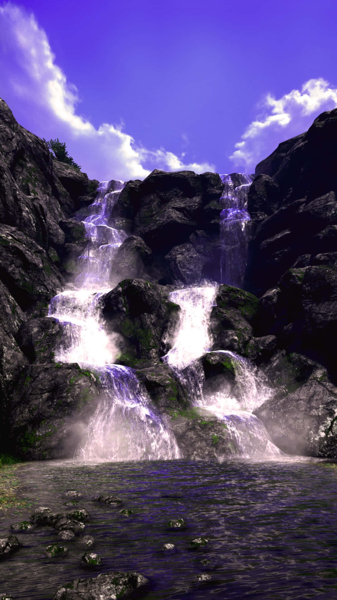 Far Cry 4, waterfall, mossy rocks, Full HD Phone Wallpaper