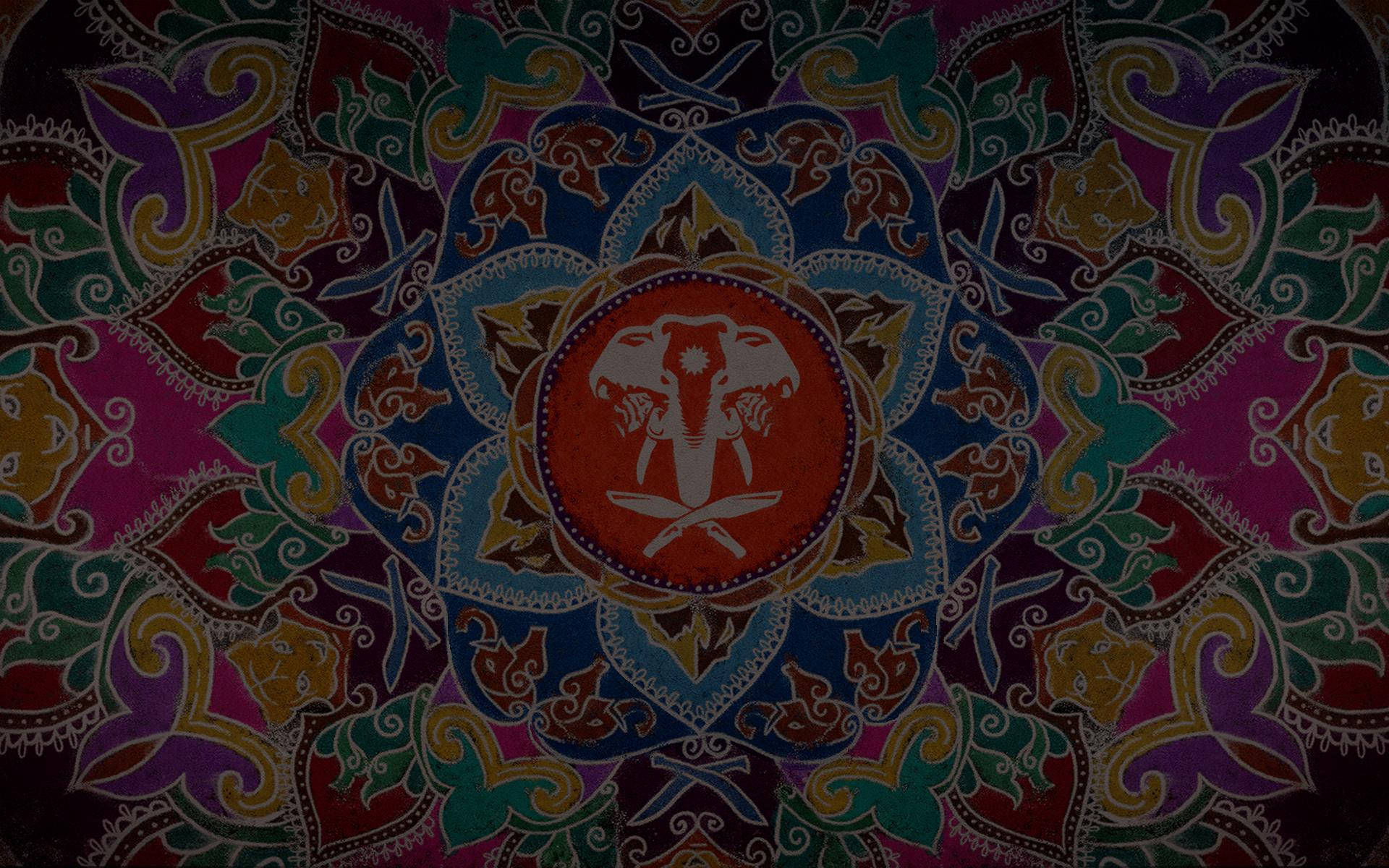 Far Cry 4, mandala pattern, red circle, Full HD Desktop Wallpaper