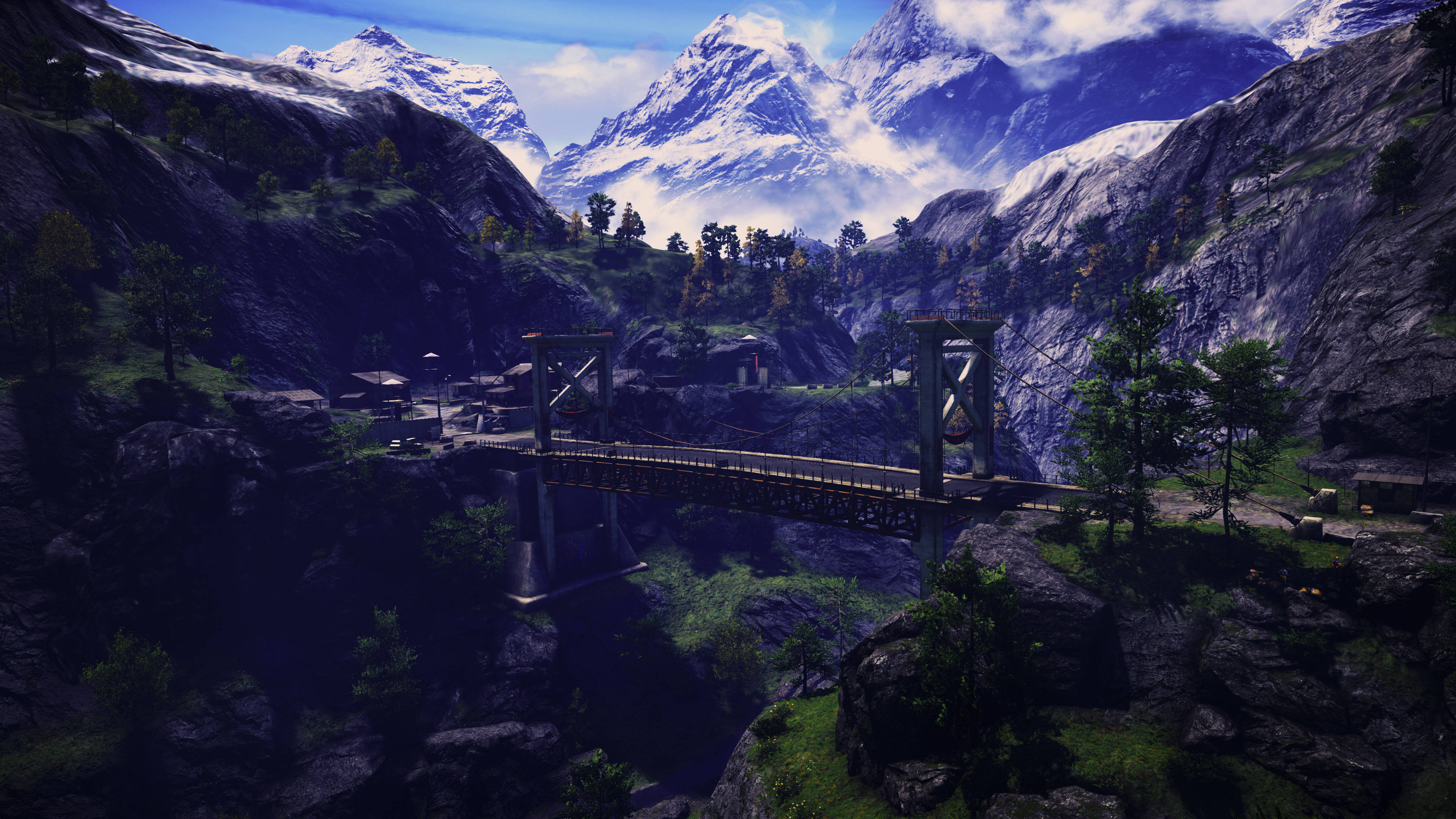 Far Cry 4, mountain bridge, steel suspension bridge, 4K Desktop Wallpaper