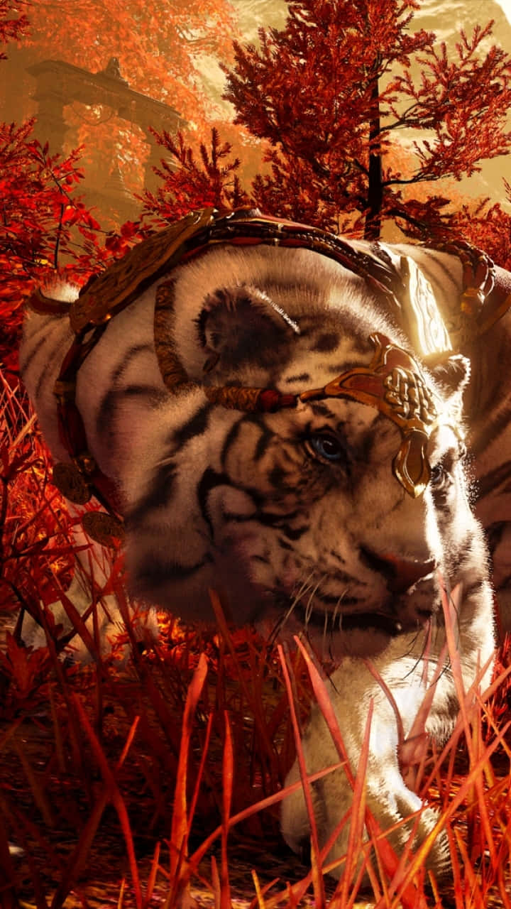 Far Cry 4, white tiger, golden headgear, HD Phone Wallpaper