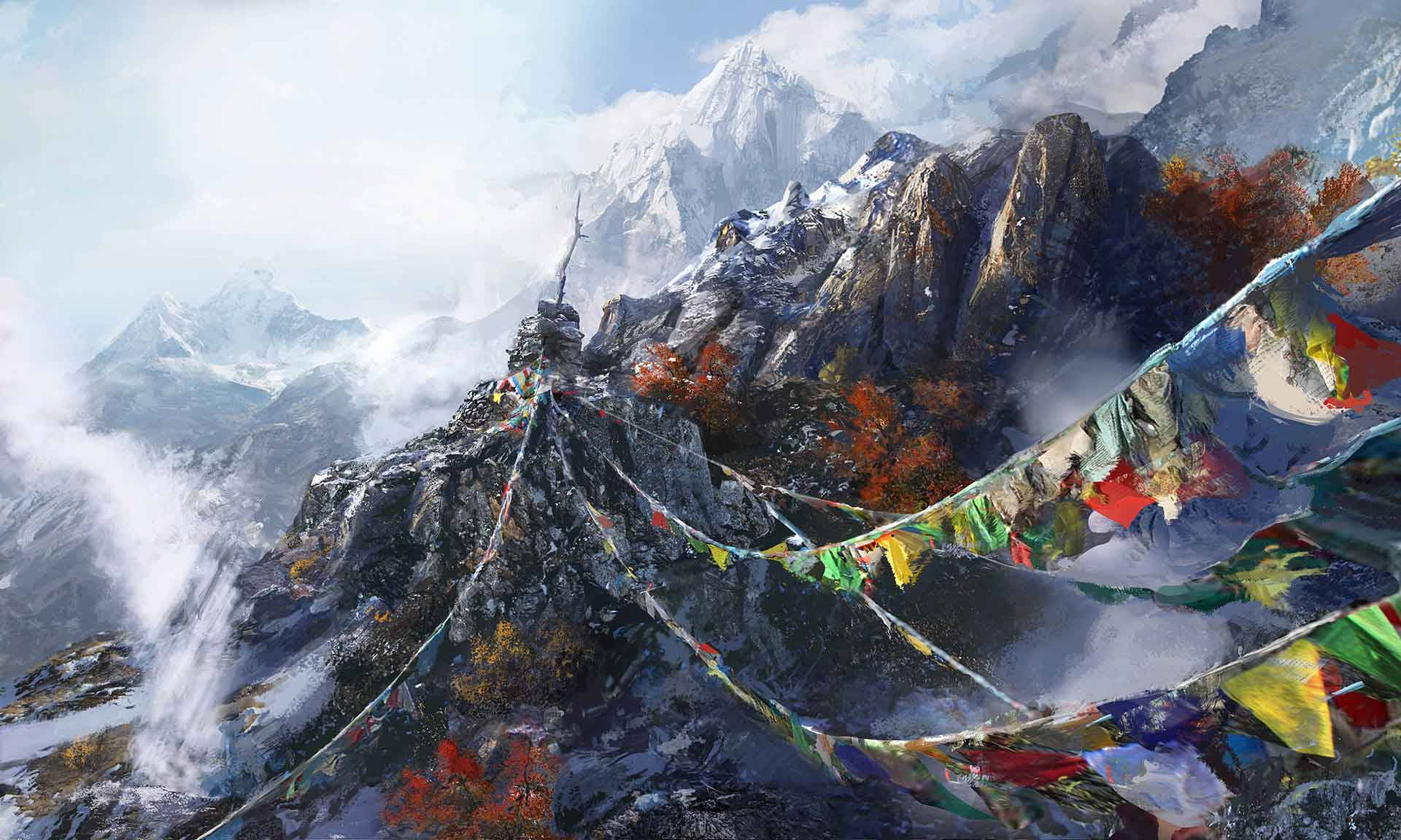 Far Cry 4, mountain banners, prayer flags, Full HD Desktop Wallpaper