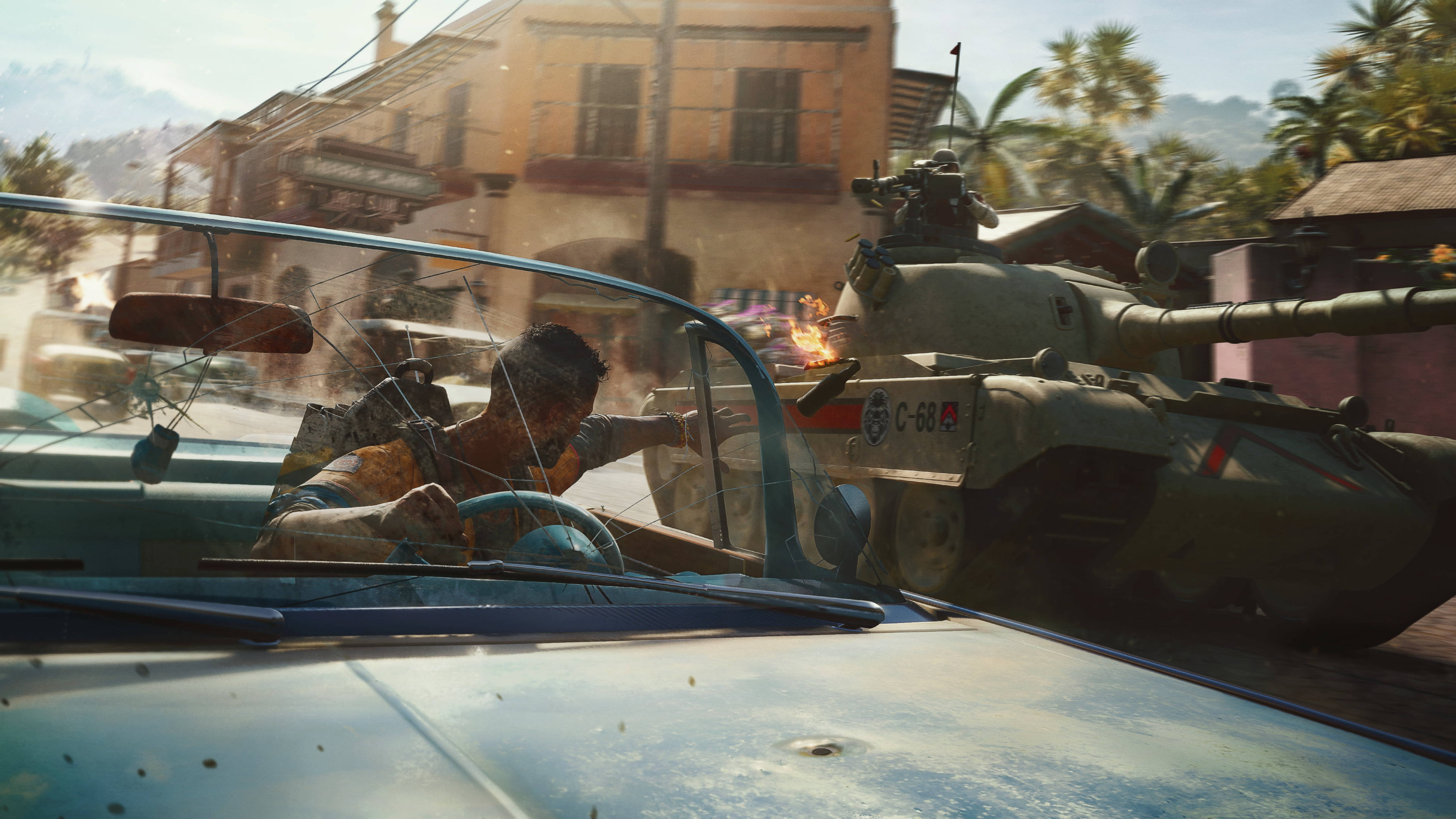 Far Cry 6, car chase, soldier, 5K Desktop Wallpaper