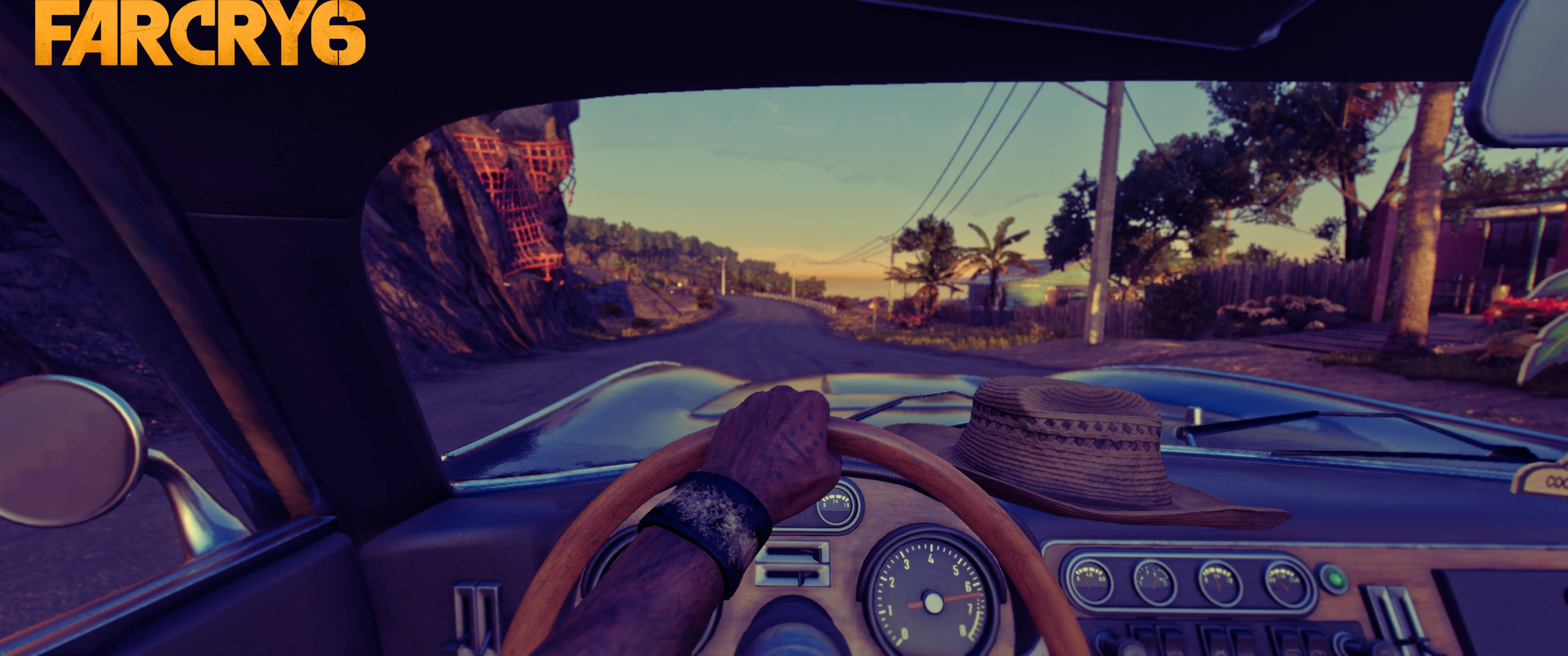 Far Cry 6, vintage car, dusty road, 5K Desktop Wallpaper