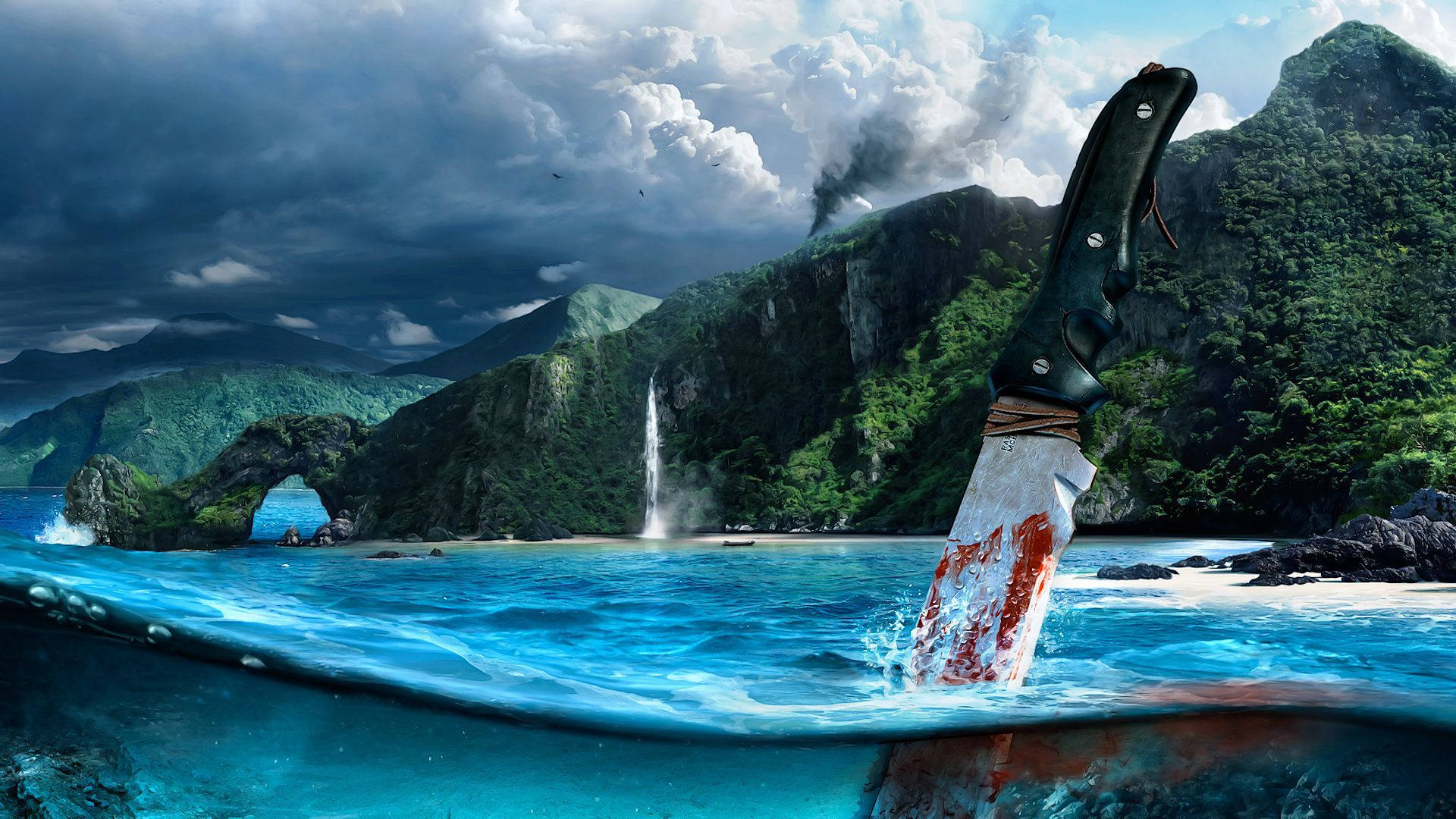 Far Cry 3, turquoise ocean, mountainous tropical backdrop, Full HD Desktop Wallpaper