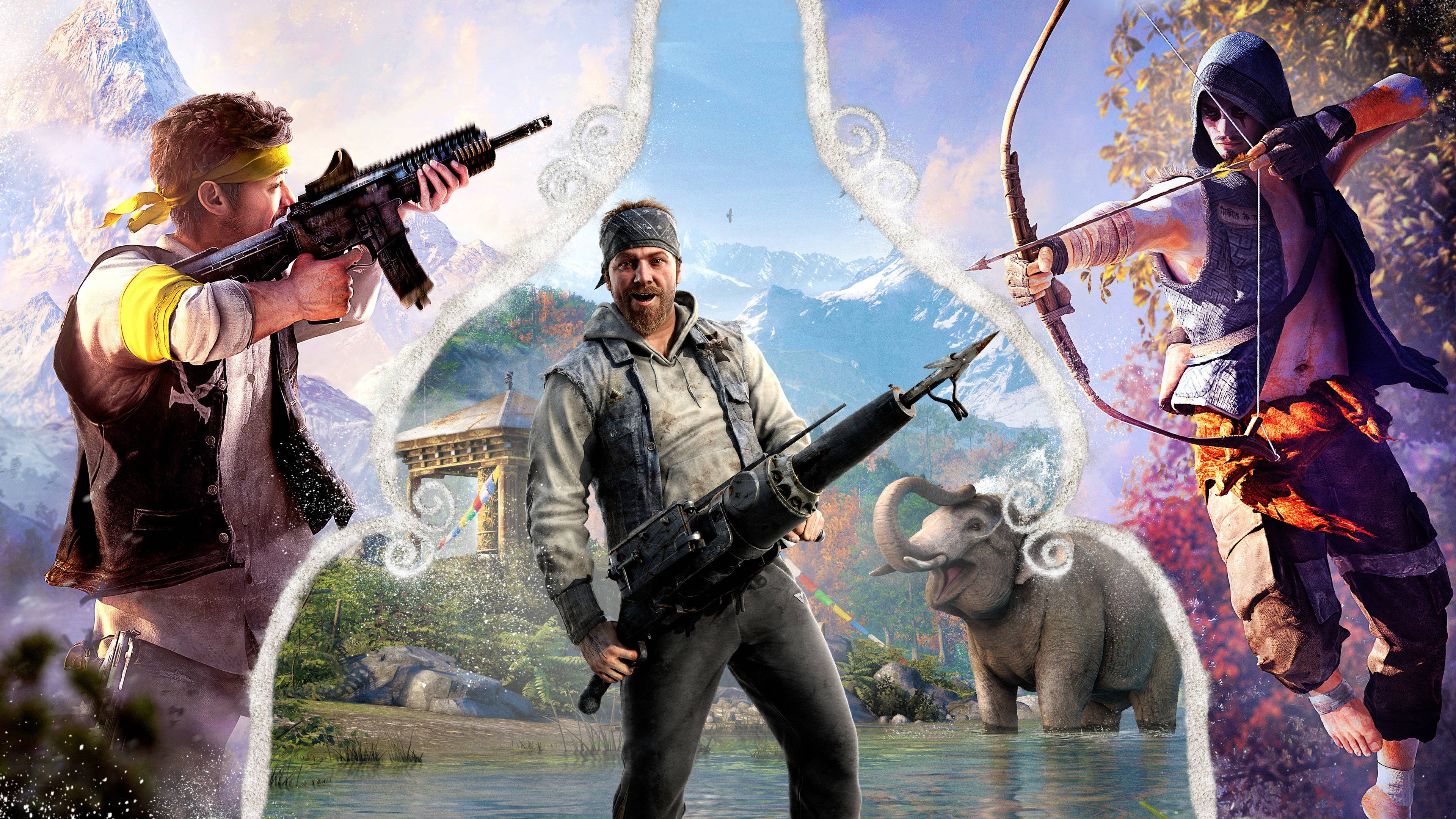 Far Cry 4, mountainous landscape, elephant, 4K Desktop Wallpaper