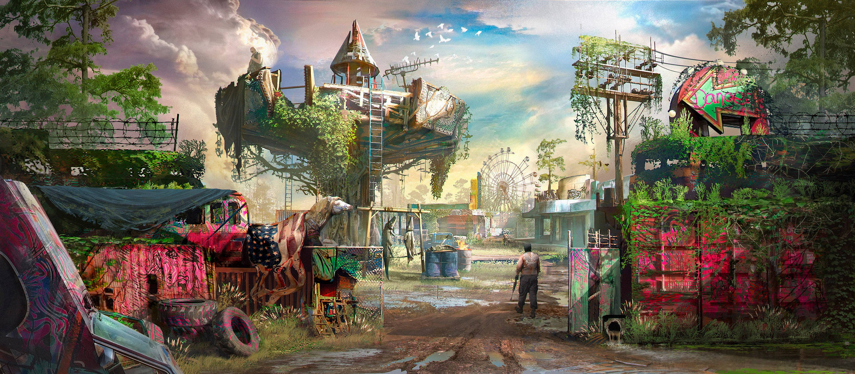 Far Cry New Dawn, abandoned place, junkyard, 2K Desktop Wallpaper