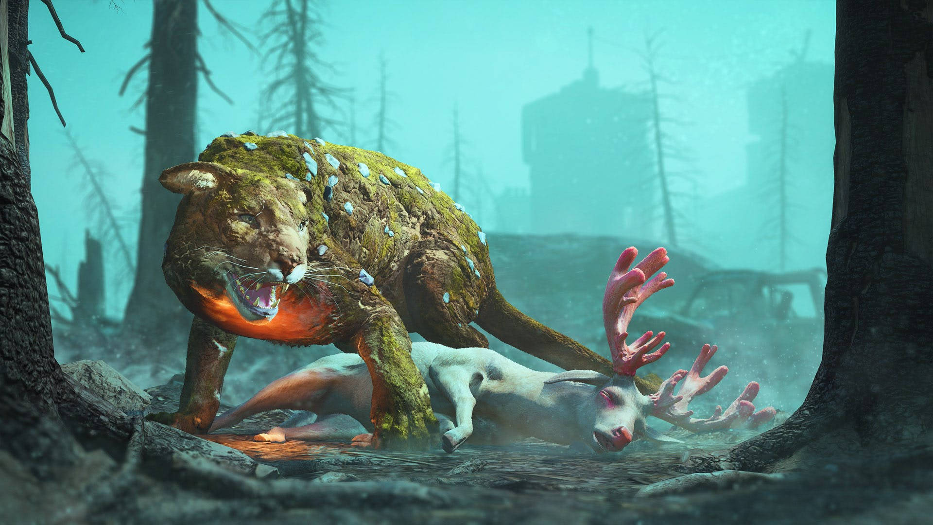 Far Cry New Dawn, mutated lion, glowing eyes, Full HD Desktop Wallpaper