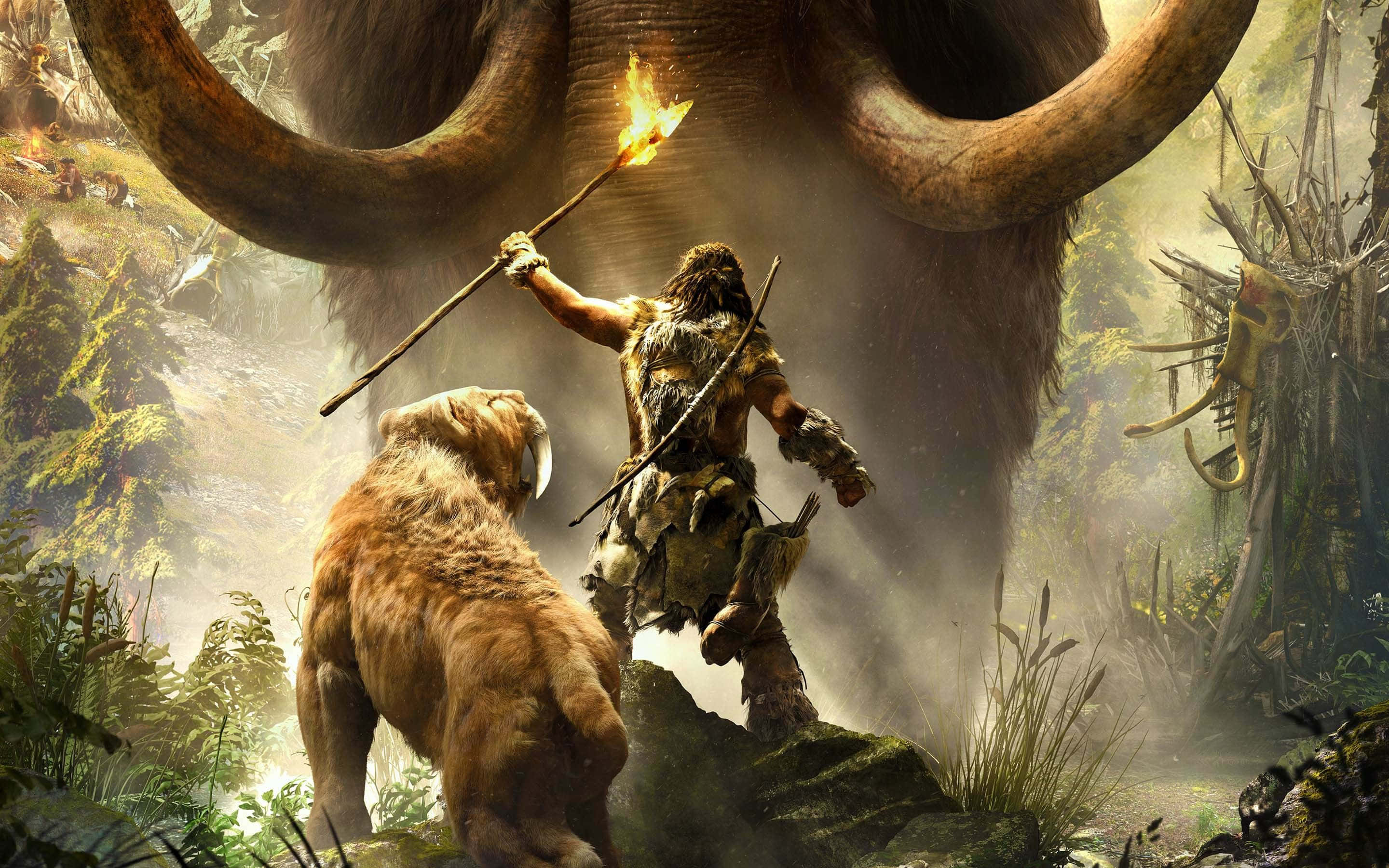 Far Cry, caveman, flaming torch, 2K Desktop Wallpaper