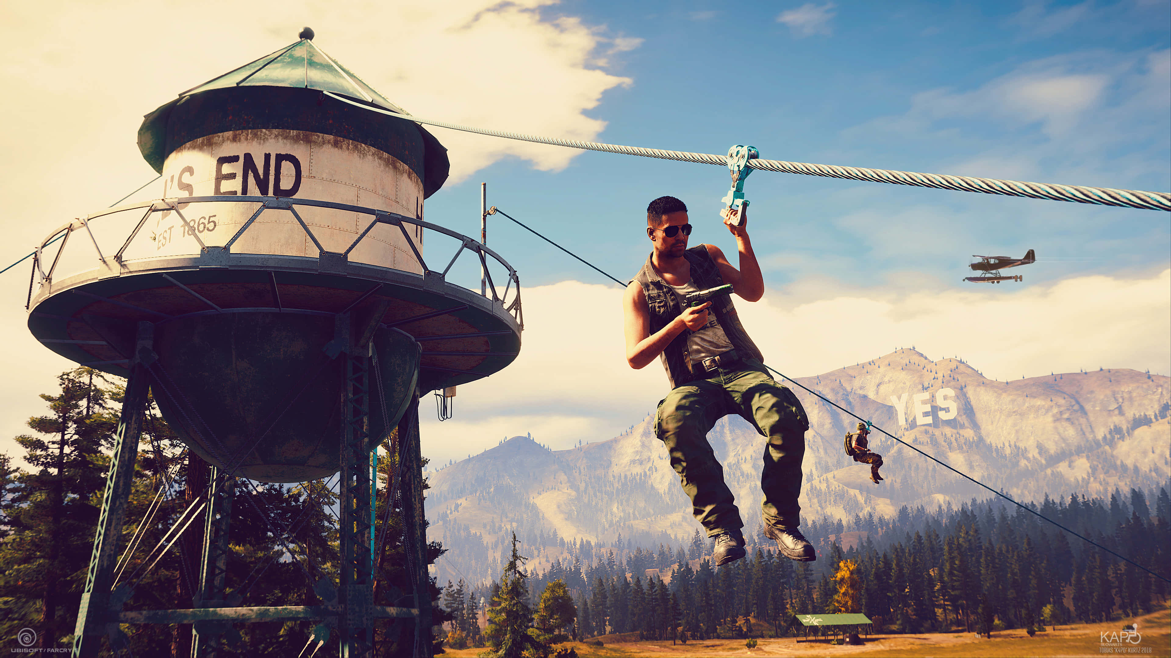 Far Cry, water tower, US END, 4K Desktop Wallpaper