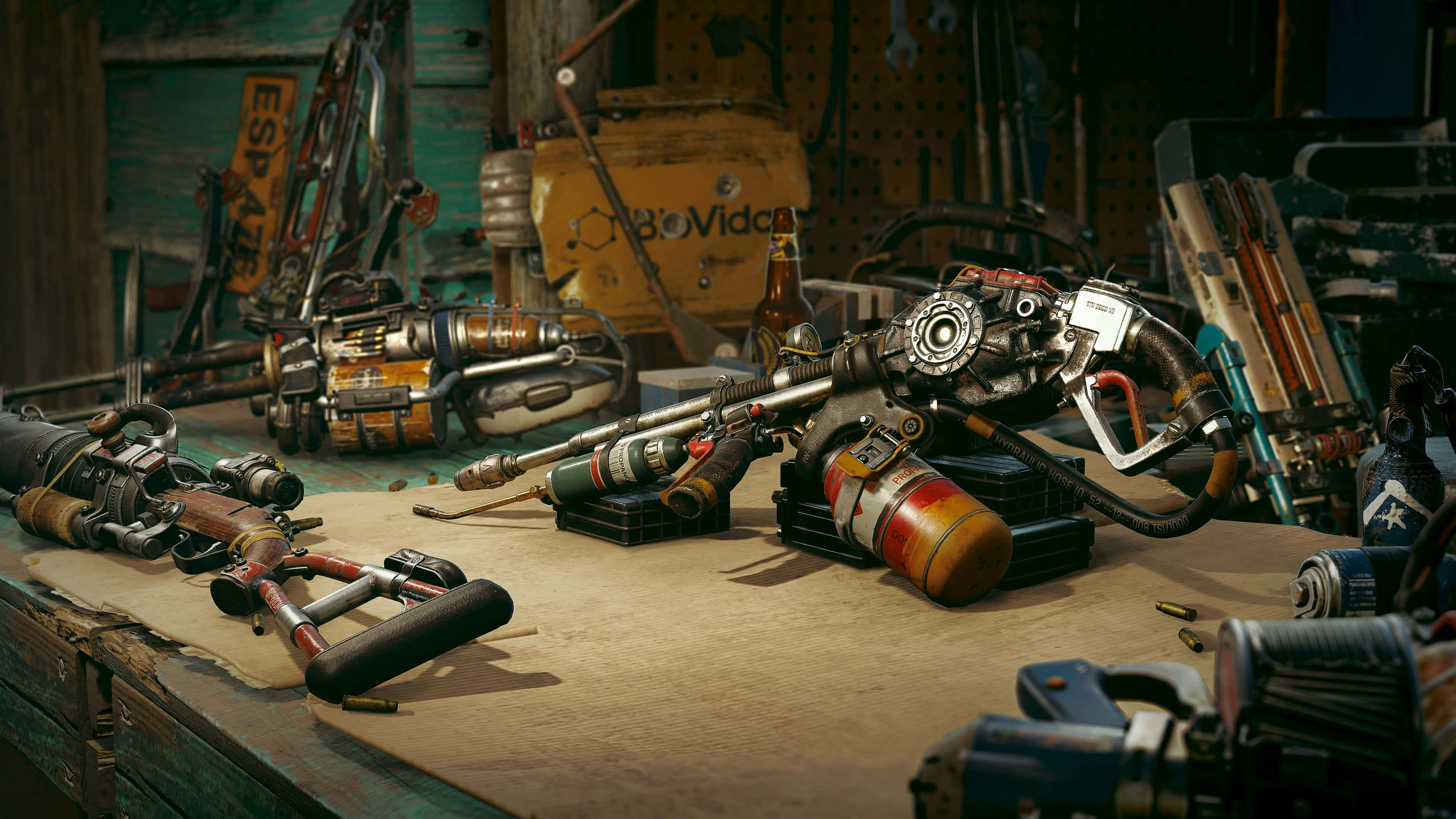 Far Cry, steampunk firearms, mechanical gadgets, 4K Desktop Wallpaper