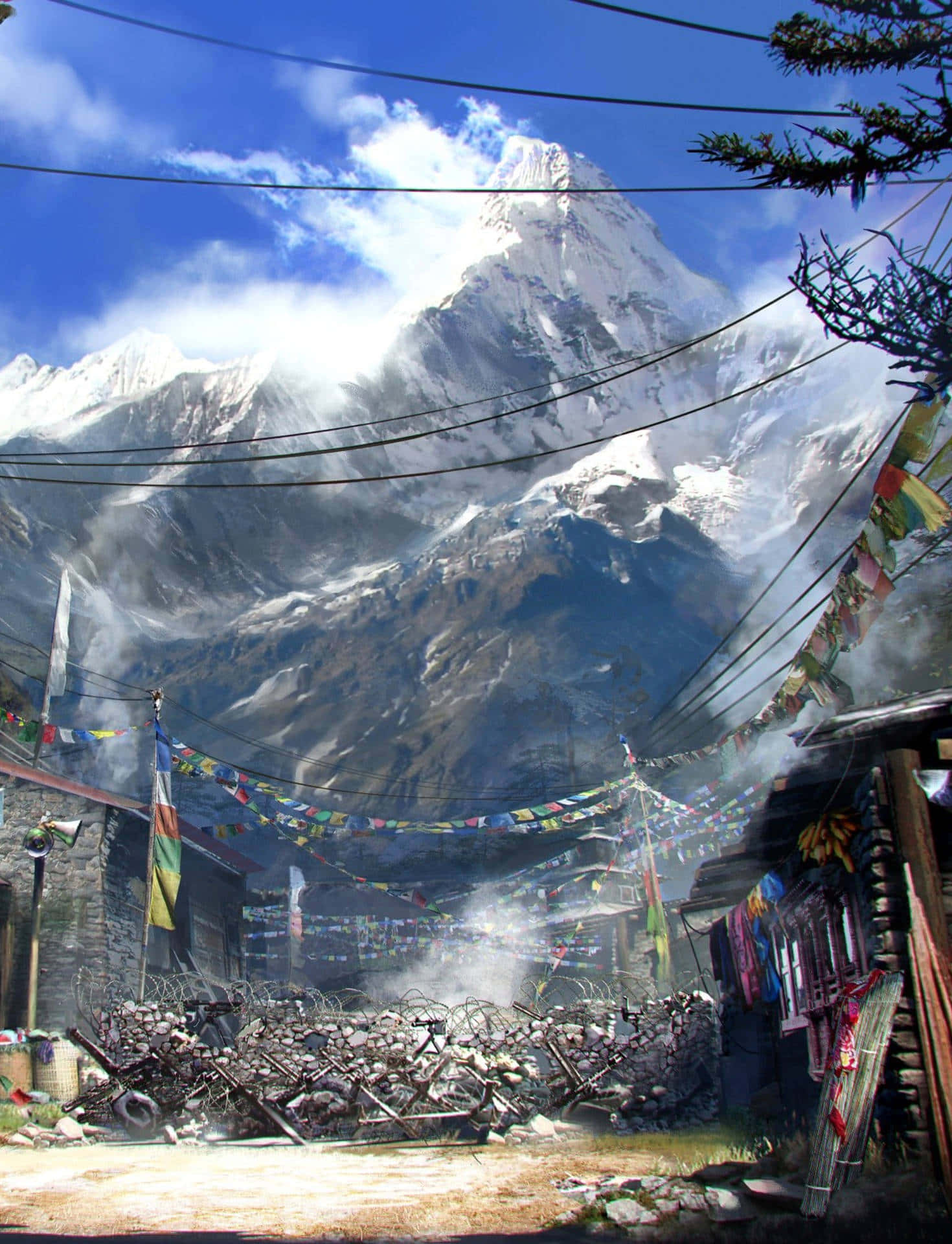 Far Cry 4, phone, mountain village, Full HD Phone Wallpaper