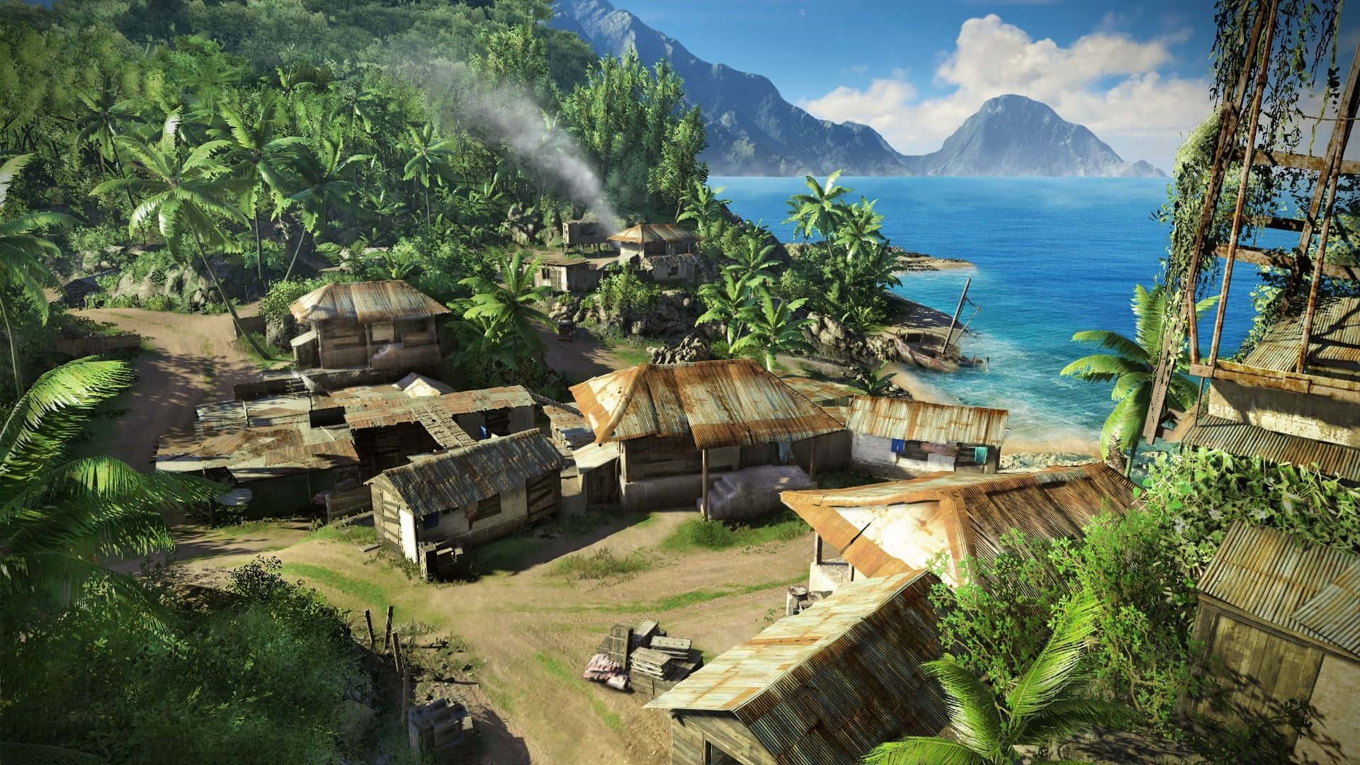 Far Cry 3, island, tropical village, Full HD Desktop Wallpaper