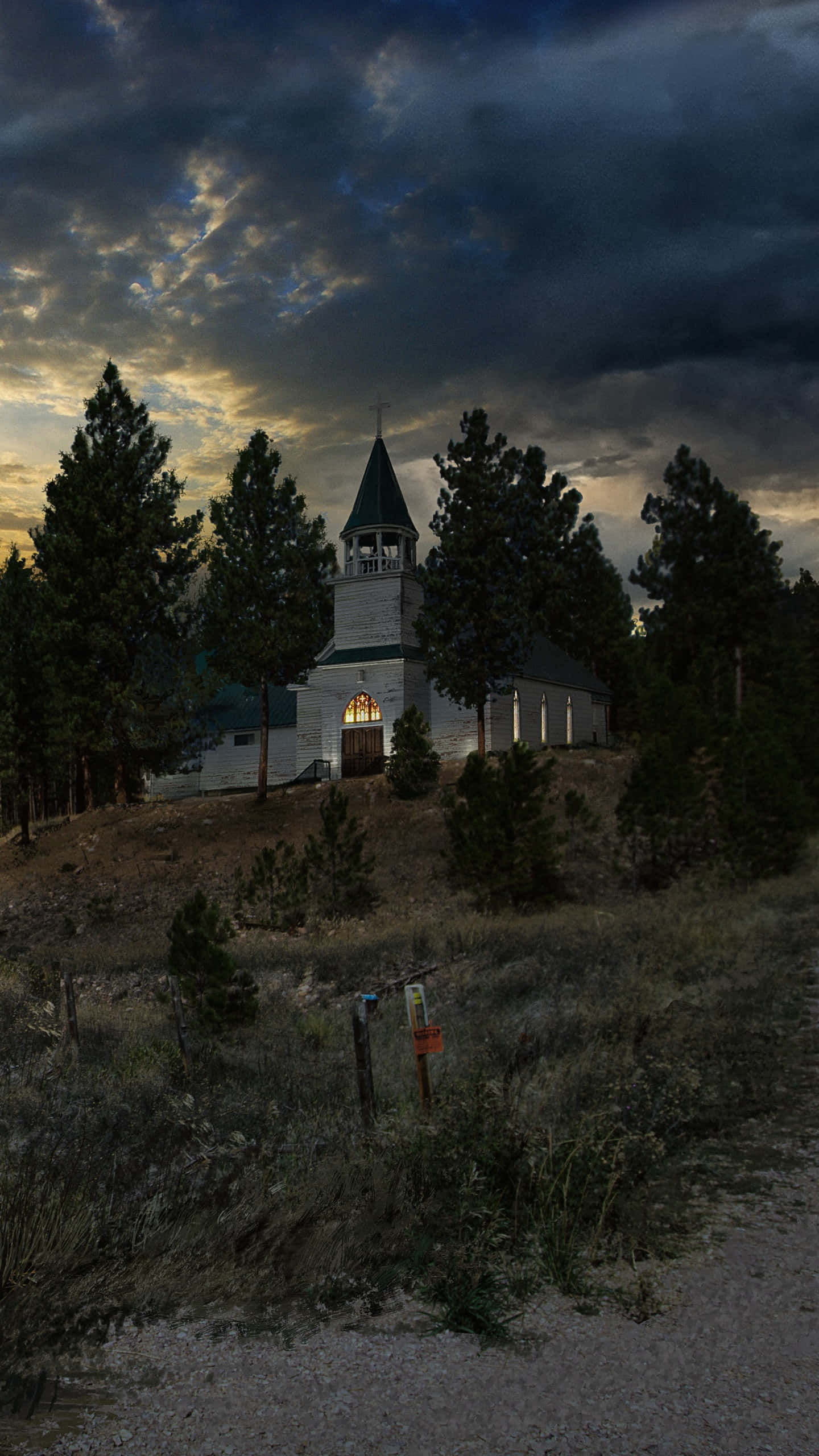 Far Cry, church, dusk, 2K Phone Wallpaper