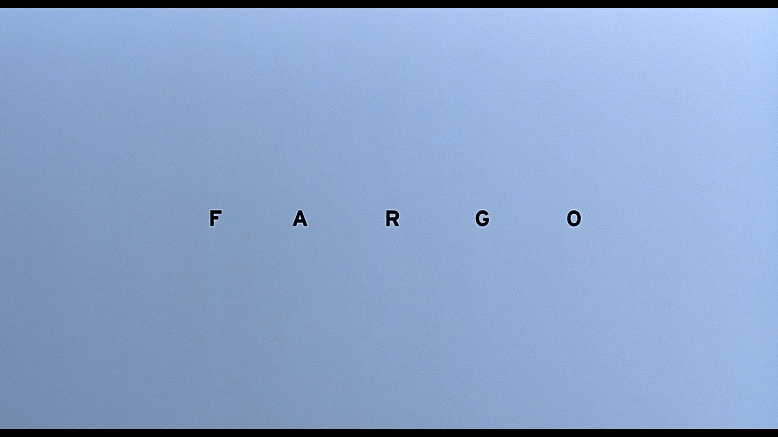 Fargo, light blue background, bold black letters, HD Desktop Wallpaper