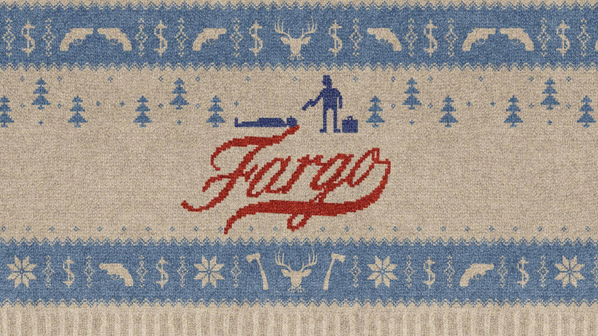 Fargo, red cursive, blue snowflakes, Full HD Desktop Wallpaper