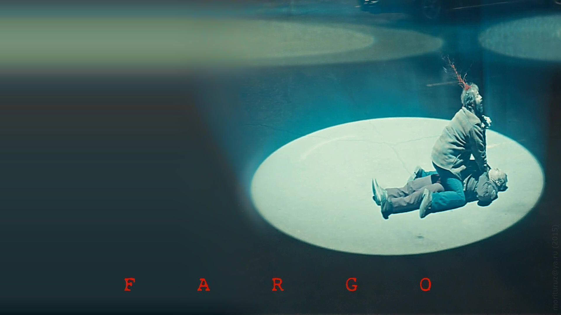 Fargo, blue lighting, red text, HD Desktop Wallpaper