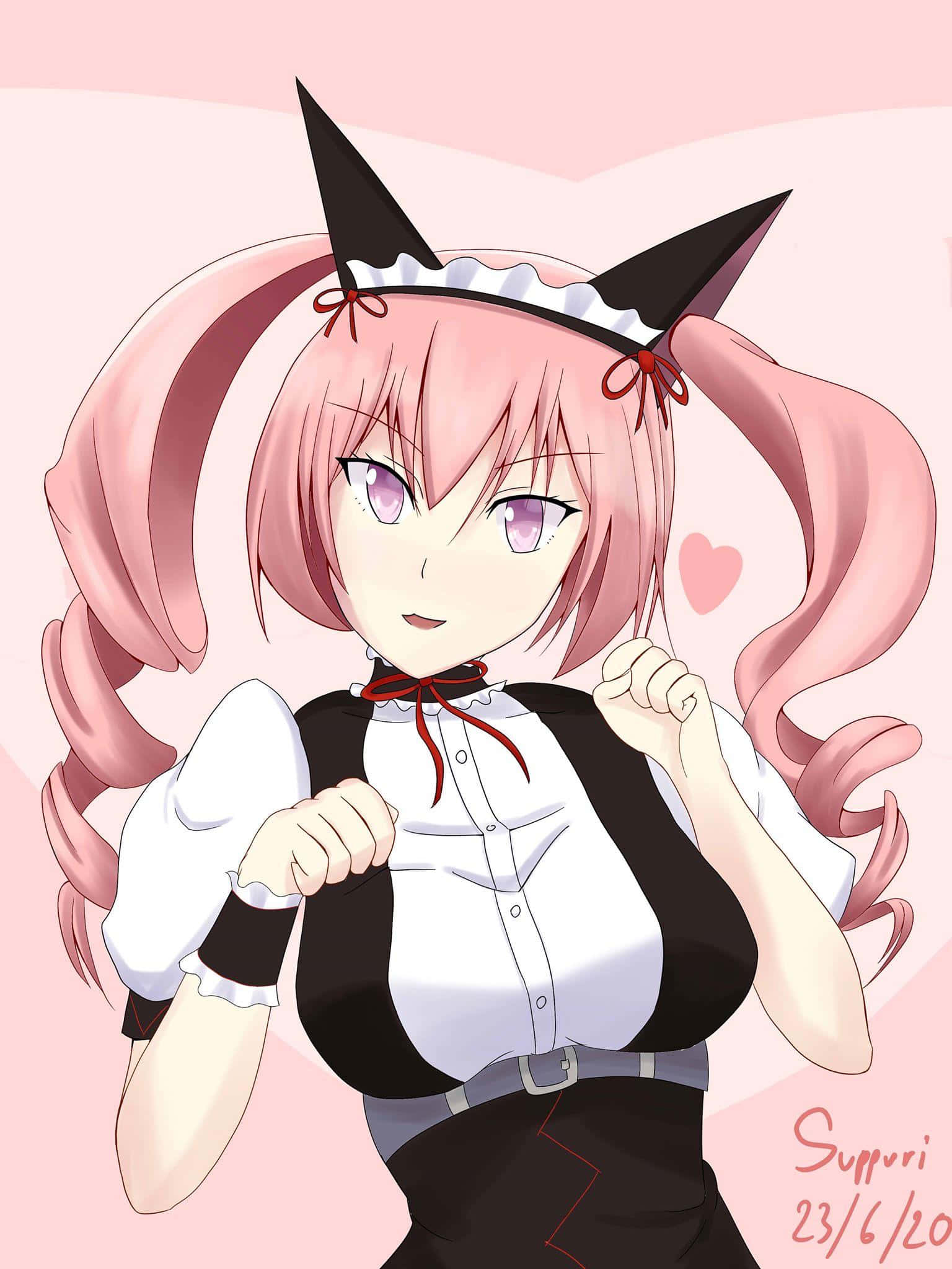 Faris Nyannyan, pink hair, cat ears, Full HD Phone Wallpaper