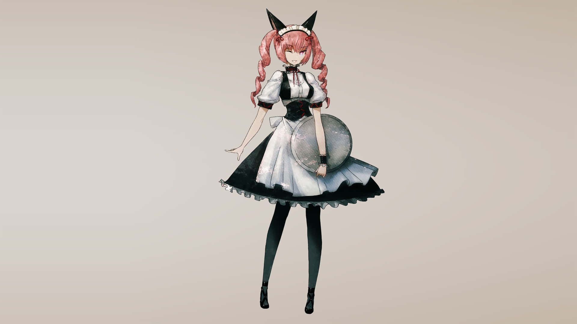 Faris Nyannyan, pink-haired anime girl, black and white maid outfit, Full HD Desktop Wallpaper