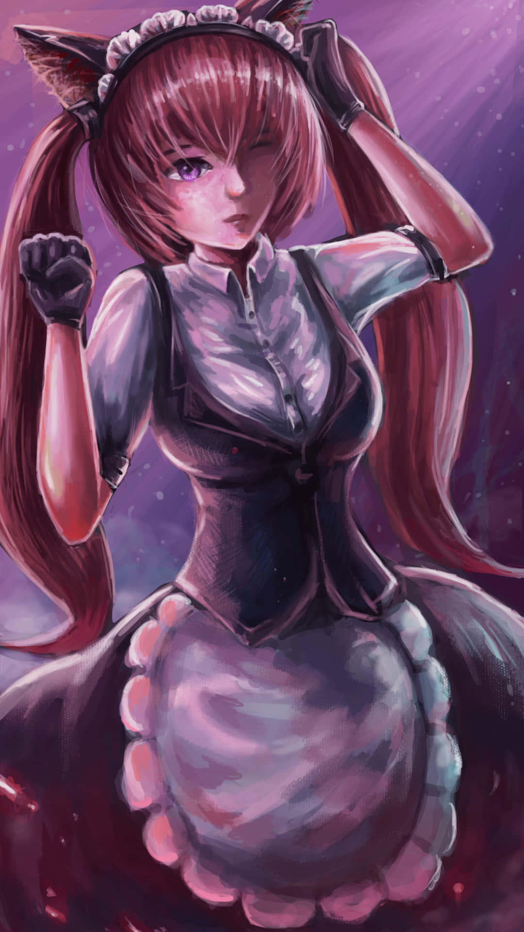 Faris Nyannyan, red hair, cat ears, Full HD Phone Wallpaper