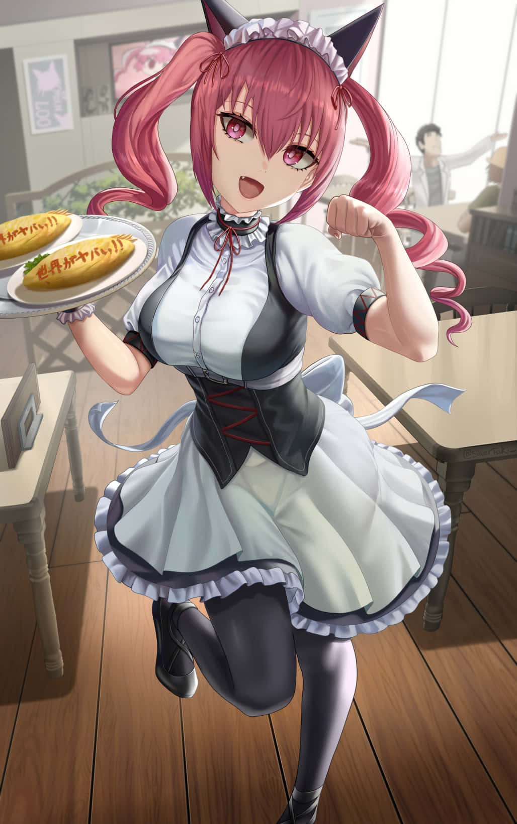 Faris Nyannyan, pink hair, cat ears, HD Phone Wallpaper