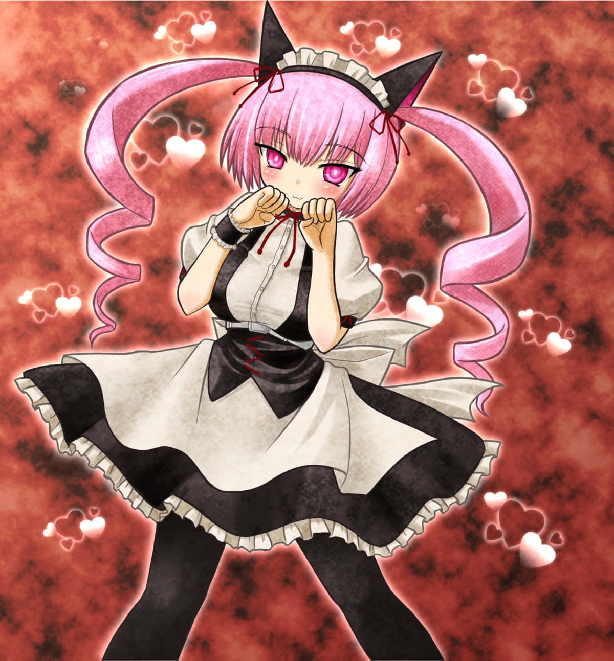 Faris Nyannyan, pink-haired anime girl, black and white maid outfit, HD Phone Wallpaper