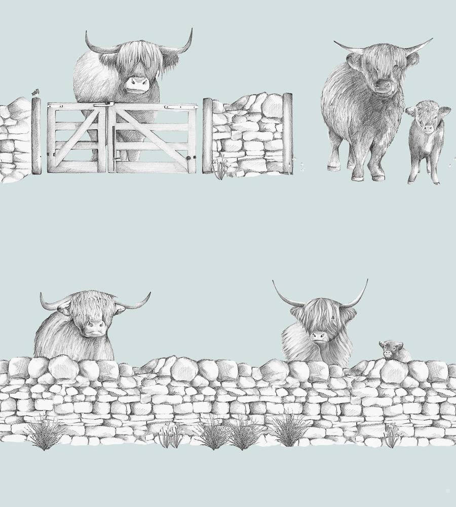 Highland cow, long horns, shaggy coats, SD Phone Wallpaper