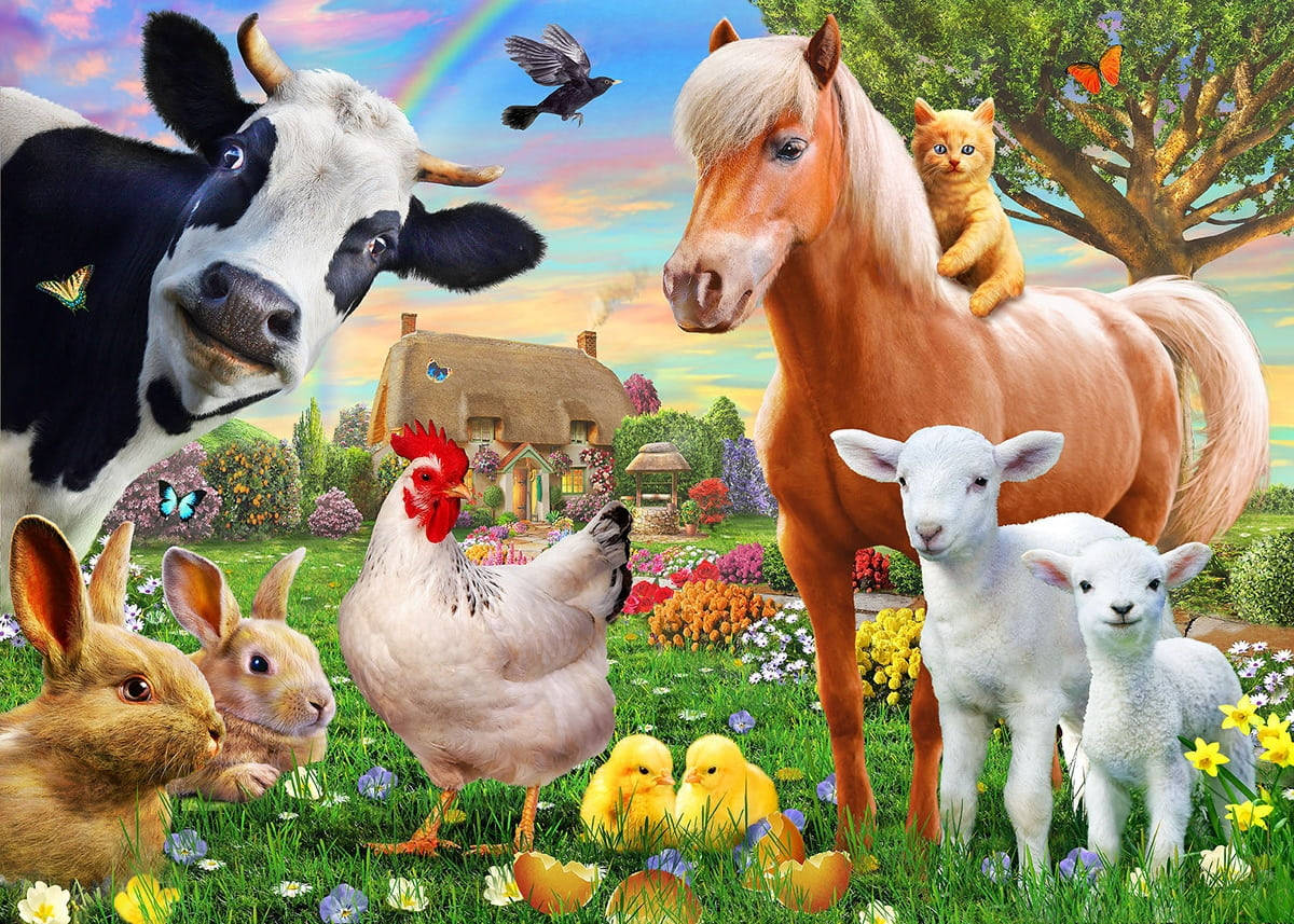 cow, horse, sheep, SD Desktop Wallpaper