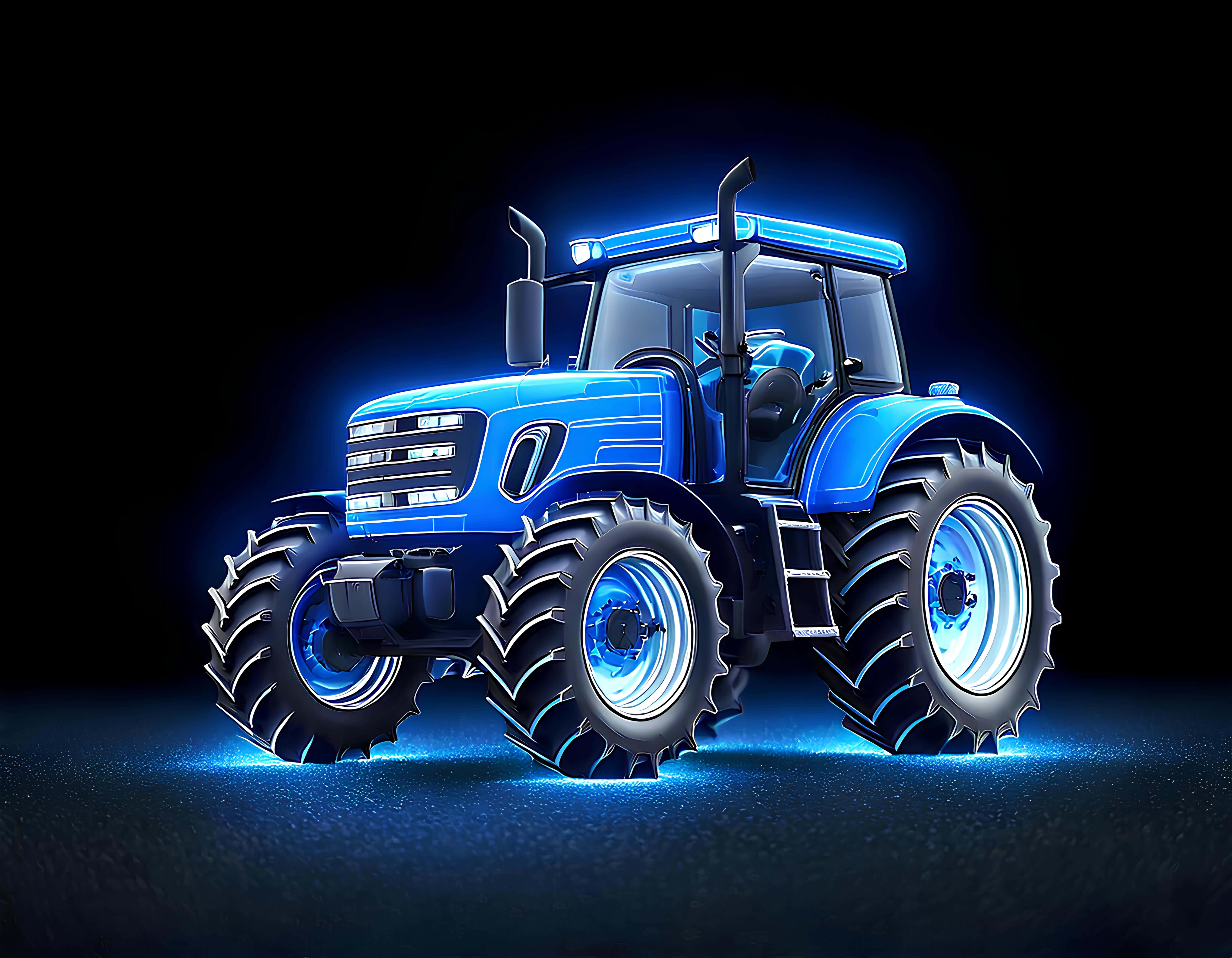 glowing blue, illuminated wheels, illuminated cabin, 5K Desktop Wallpaper