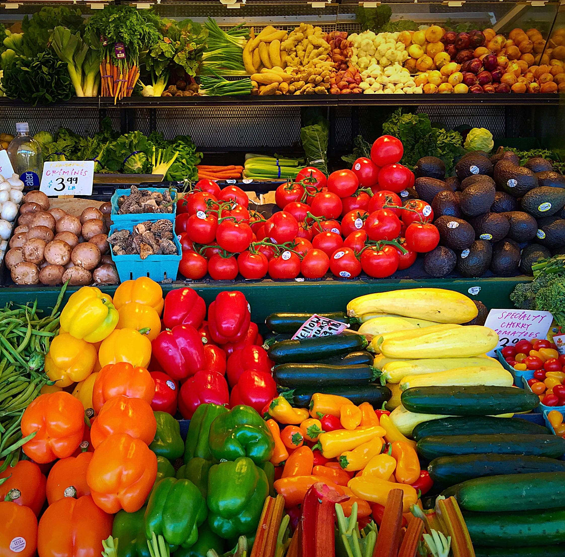 Farmers Market, fresh produce, tomatoes, Full HD Desktop Wallpaper