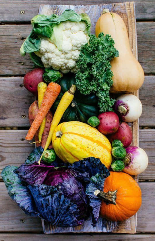 Farmers Market, cauliflower, kale, SD Phone Wallpaper
