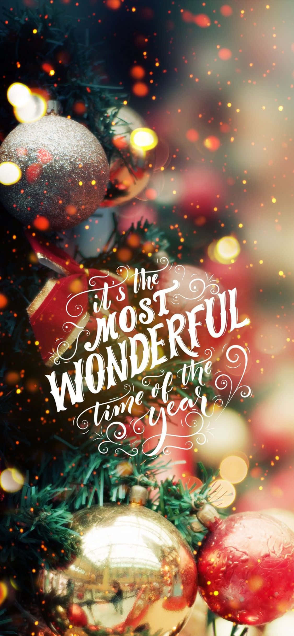 Farmhouse Christmas, Christmas tree, glittering ornaments, Full HD Phone Wallpaper
