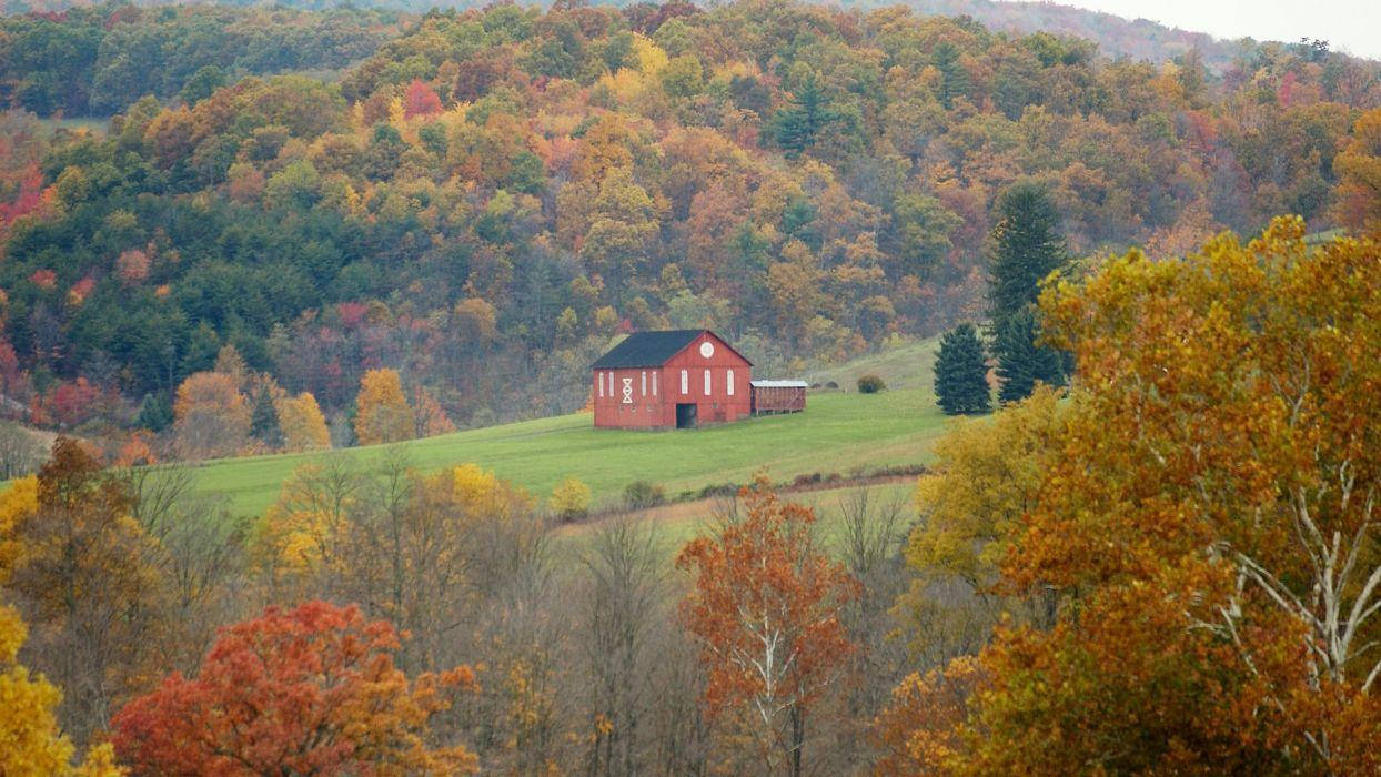 red barn, Ohio meadow, green hill, SD Desktop Wallpaper