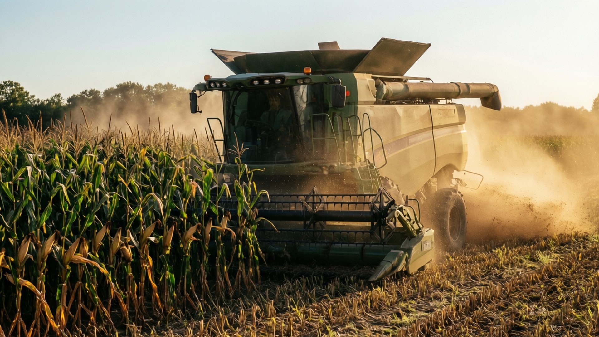 corn combine, combine harvester, corn, Full HD Desktop Wallpaper