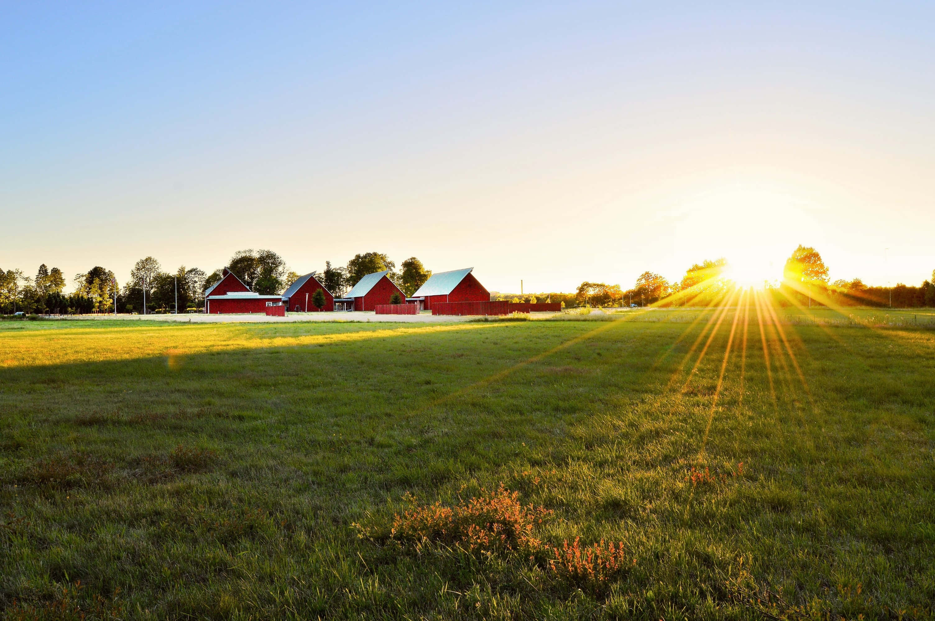 Farming, 3008 x 2000, red barns, 2K Desktop Wallpaper