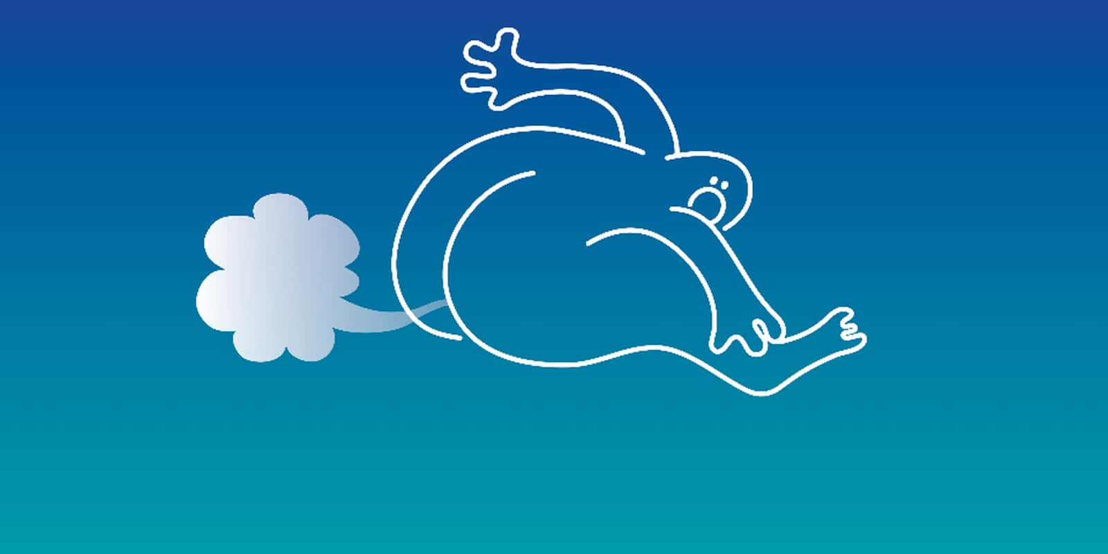 whimsical monkey, white line drawing, cloud puffing from its rear, HD Desktop Wallpaper