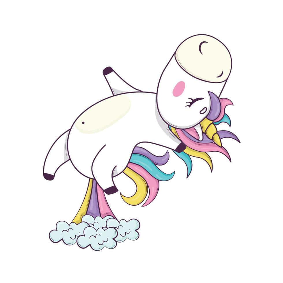 cartoon unicorn, rainbow mane, rainbow tail, SD Desktop Wallpaper