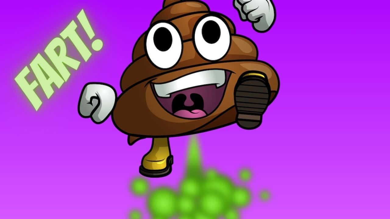 cartoon poop emoji character, big eyes, grin, HD Desktop Wallpaper