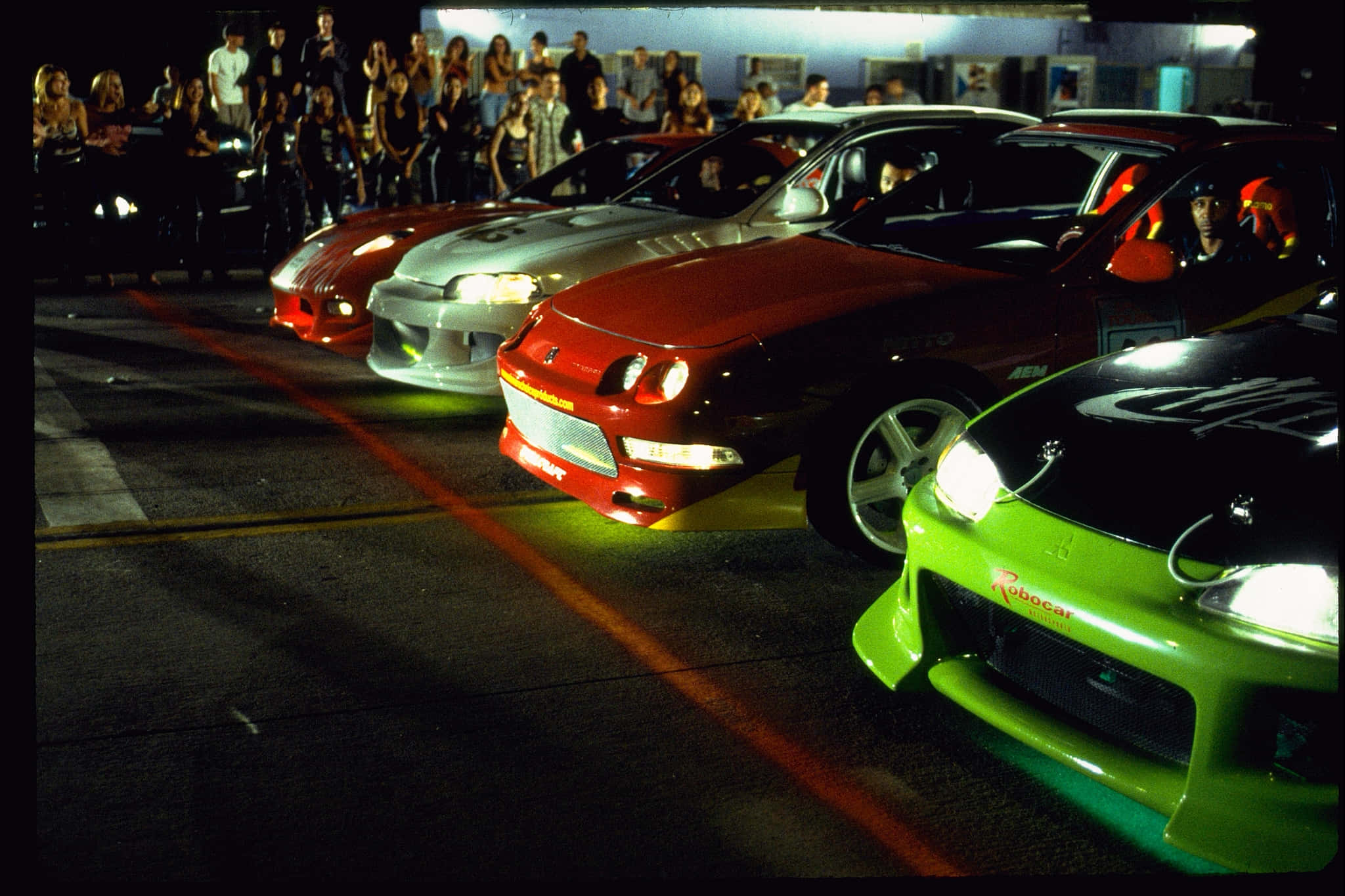 Fast And Furious 1, Night, glowing headlights, Full HD Desktop Wallpaper
