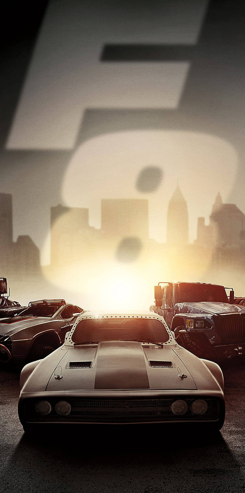 Fast and Furious 8, muscle car, glowing sun, HD Phone Wallpaper