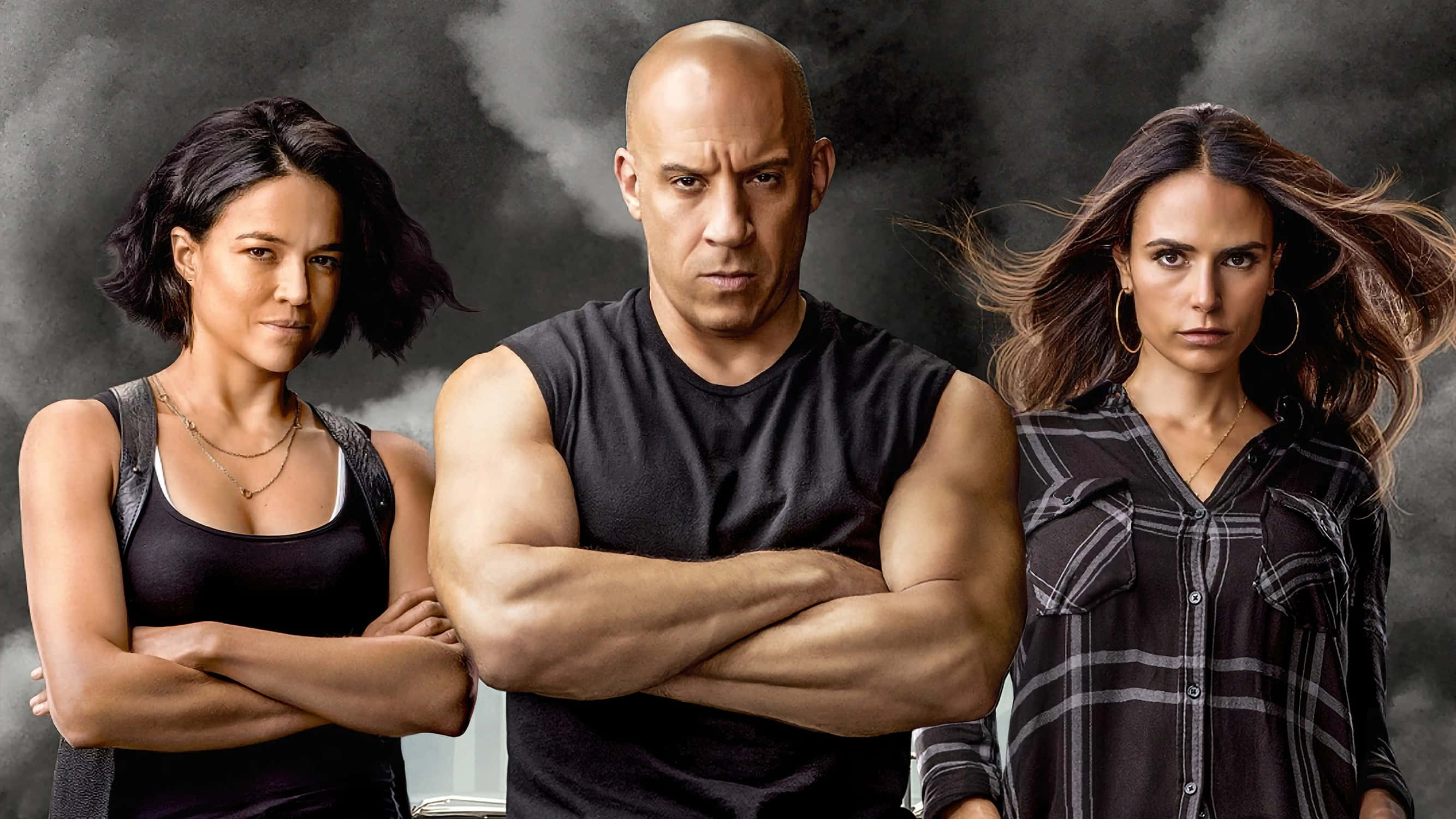Fast And Furious 9, movie poster, three intense movie characters, 2K Desktop Wallpaper