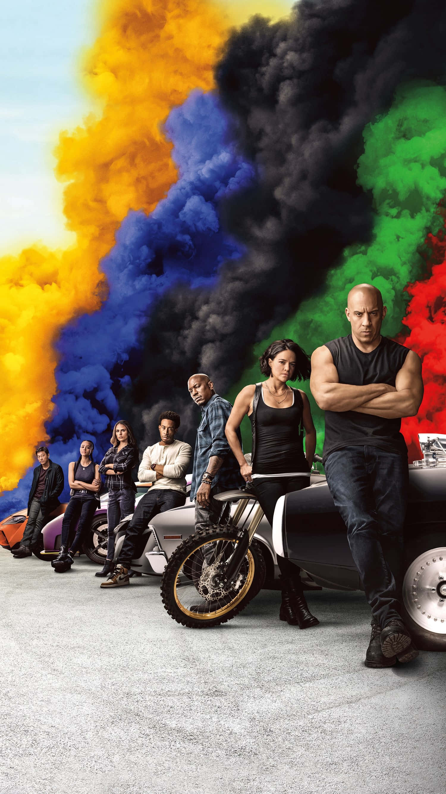 Fast and Furious 9, motorcycle, car, 2K Phone Wallpaper