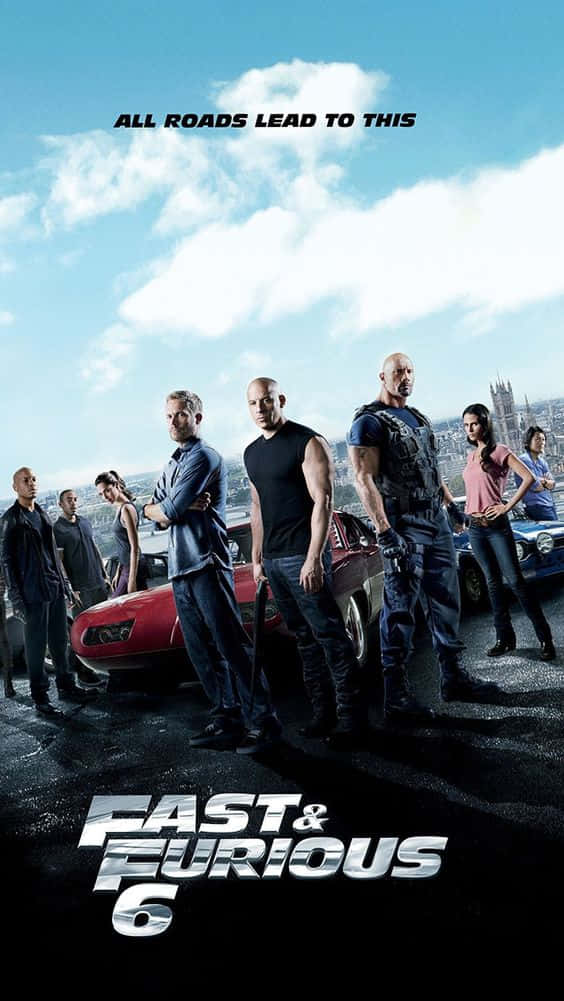 Fast and Furious 6, cast, red and blue muscle cars, SD Phone Wallpaper