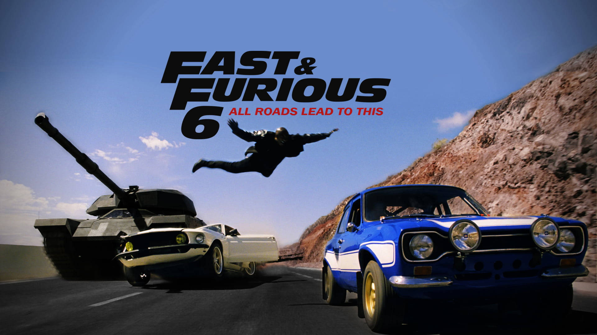 Fast And Furious, blue rally car, white muscle car, Full HD Desktop Wallpaper