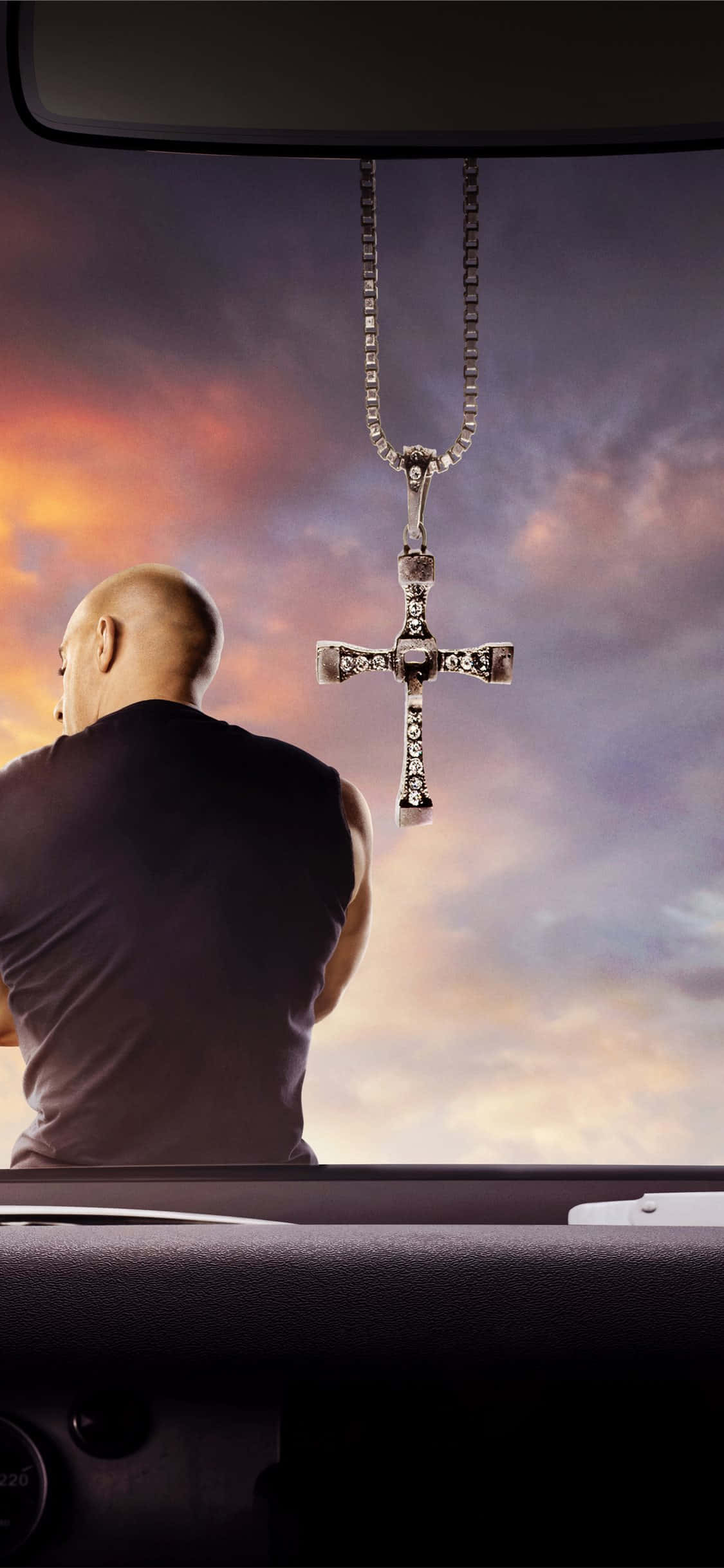 Fast And Furious Phone, fiery sunset, jeweled cross, Full HD Phone Wallpaper