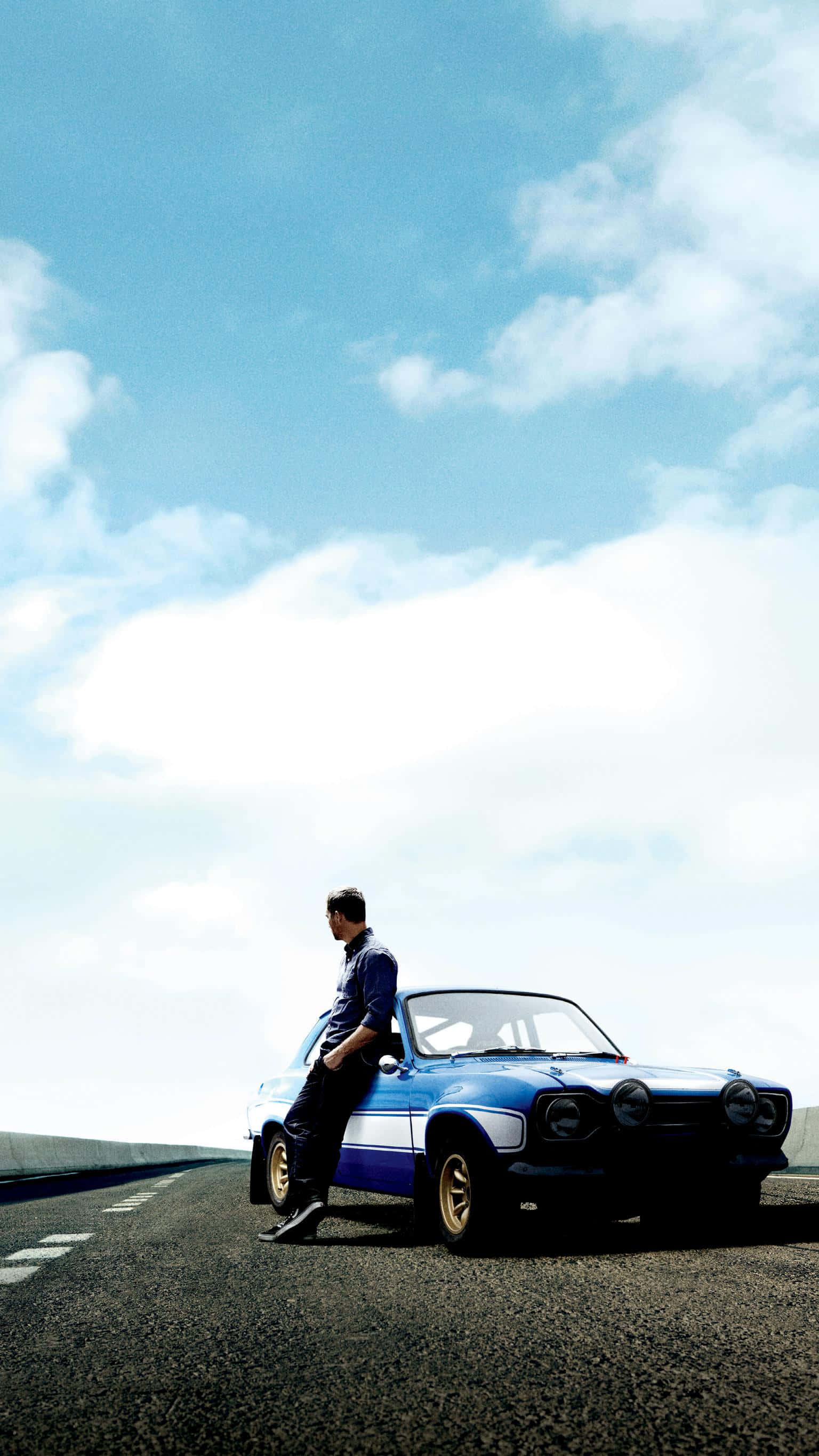Fast And Furious Phone, vintage blue rally car, open highway, 2K Phone Wallpaper