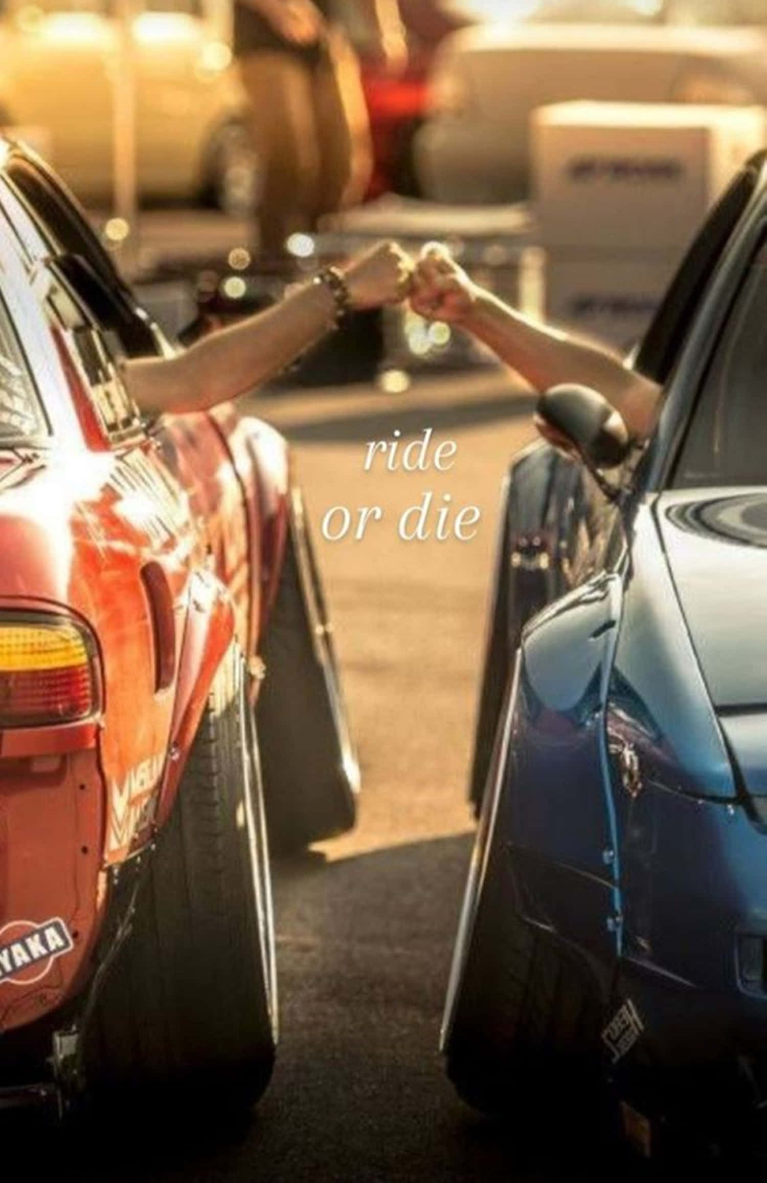 Fast And Furious Phone, red and blue cars, fist bump, Full HD Phone Wallpaper