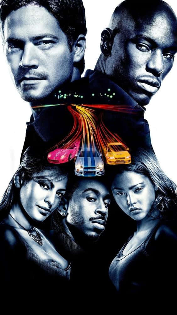 Fast and Furious 7, movie poster, five serious faces, SD Phone Wallpaper