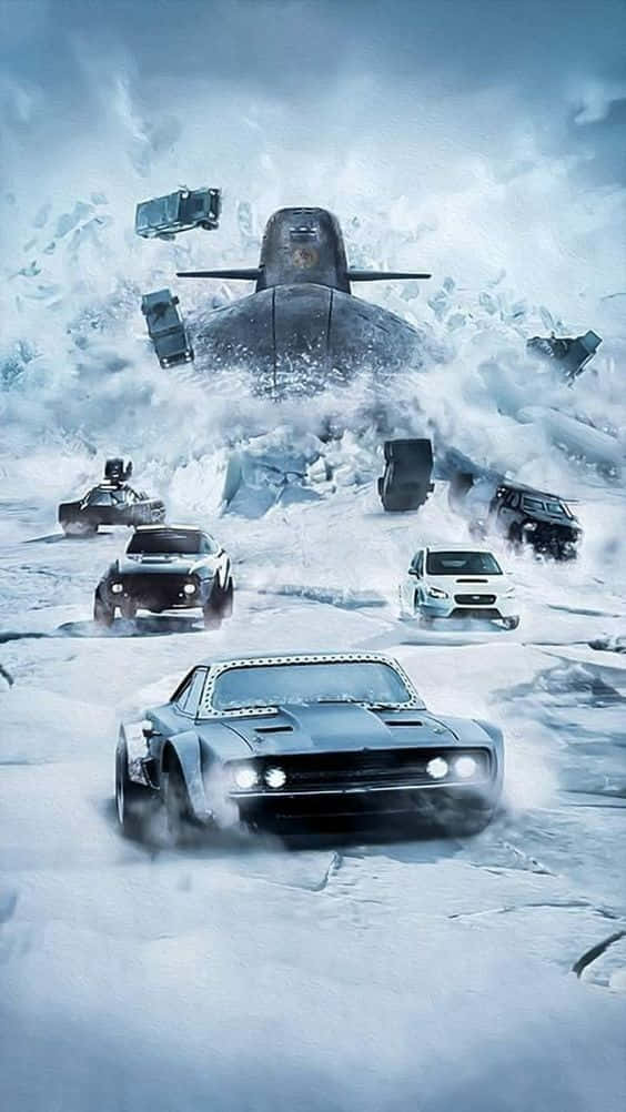 Fast And Furious Phone, high-speed cars, snowy battlefield, SD Phone Wallpaper
